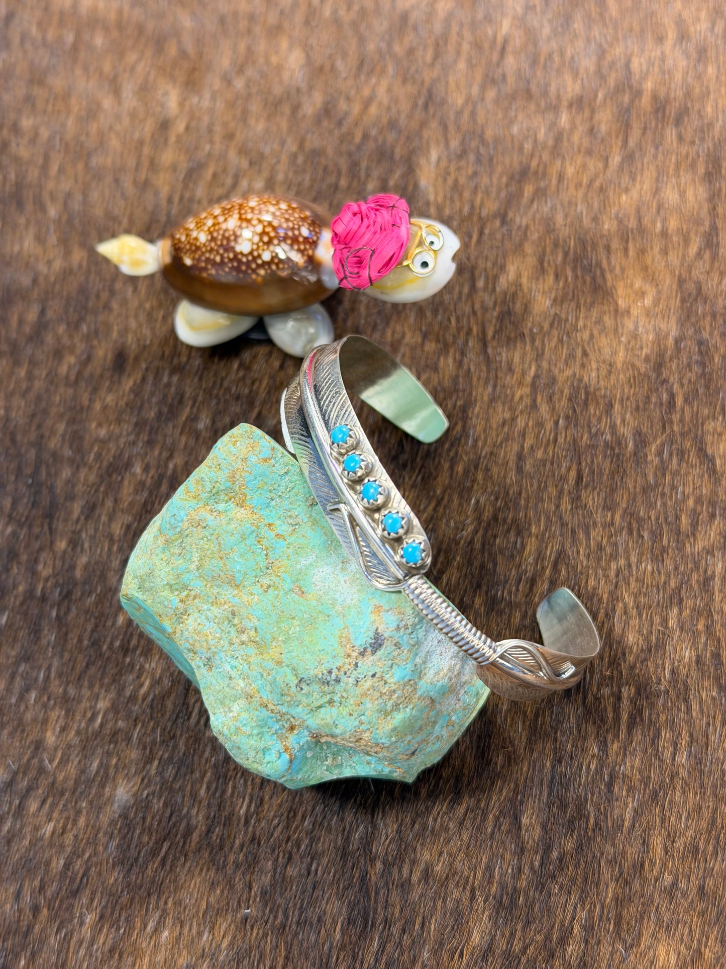 5 Stone Kingman Turquoise Feather Breaclet