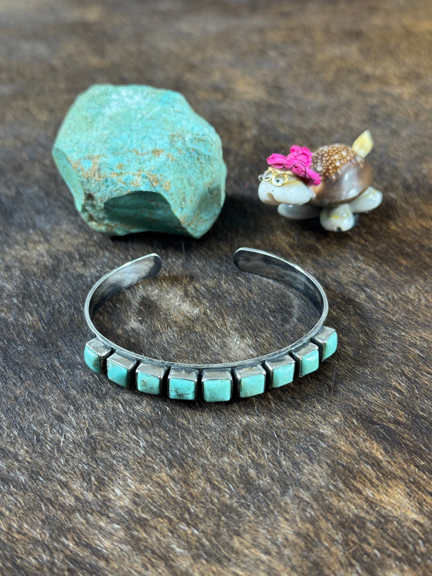 9 Stone Square Turquoise Bracelet