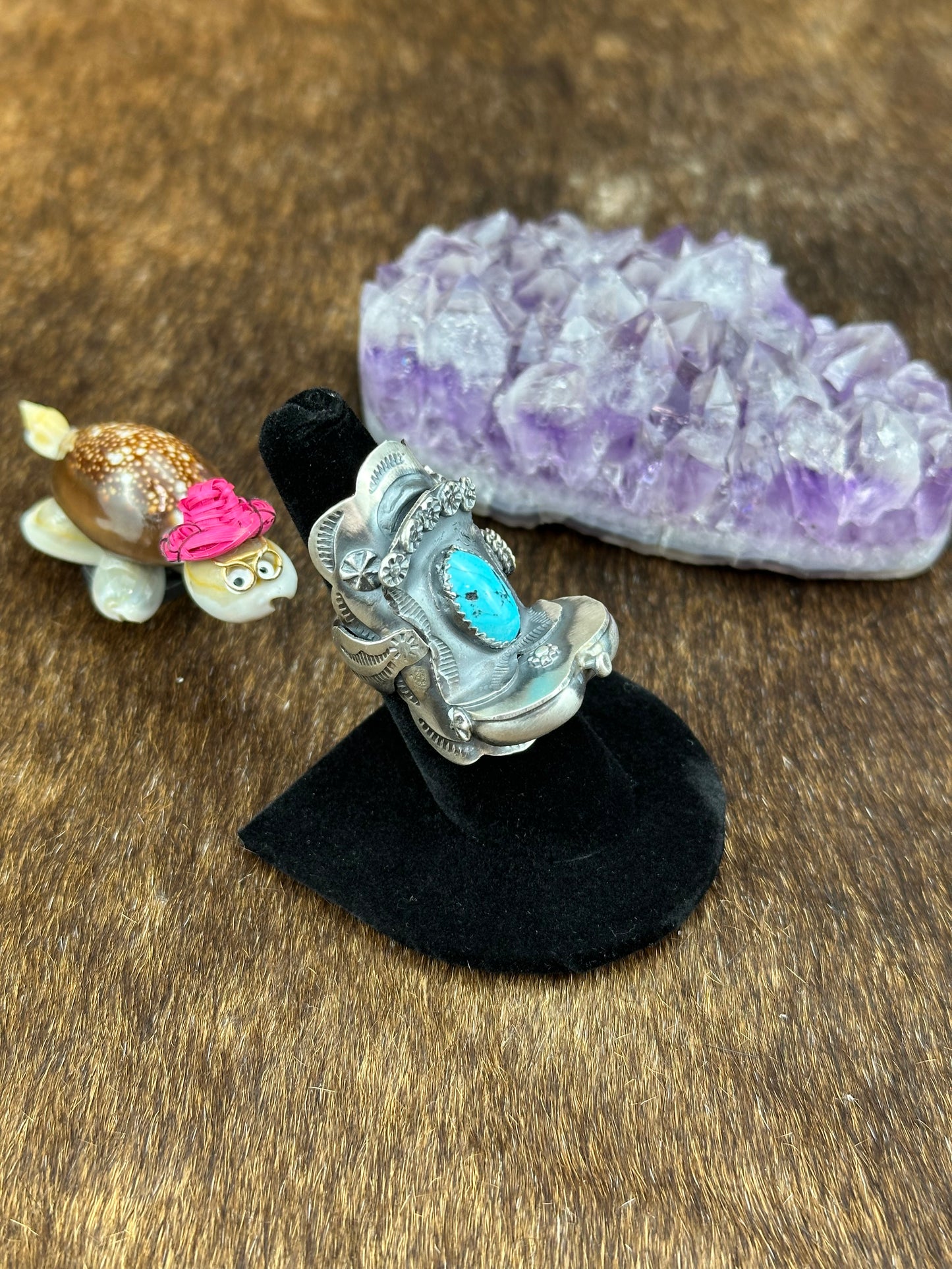 Kingman Turquoise Saddle Sterling Ring