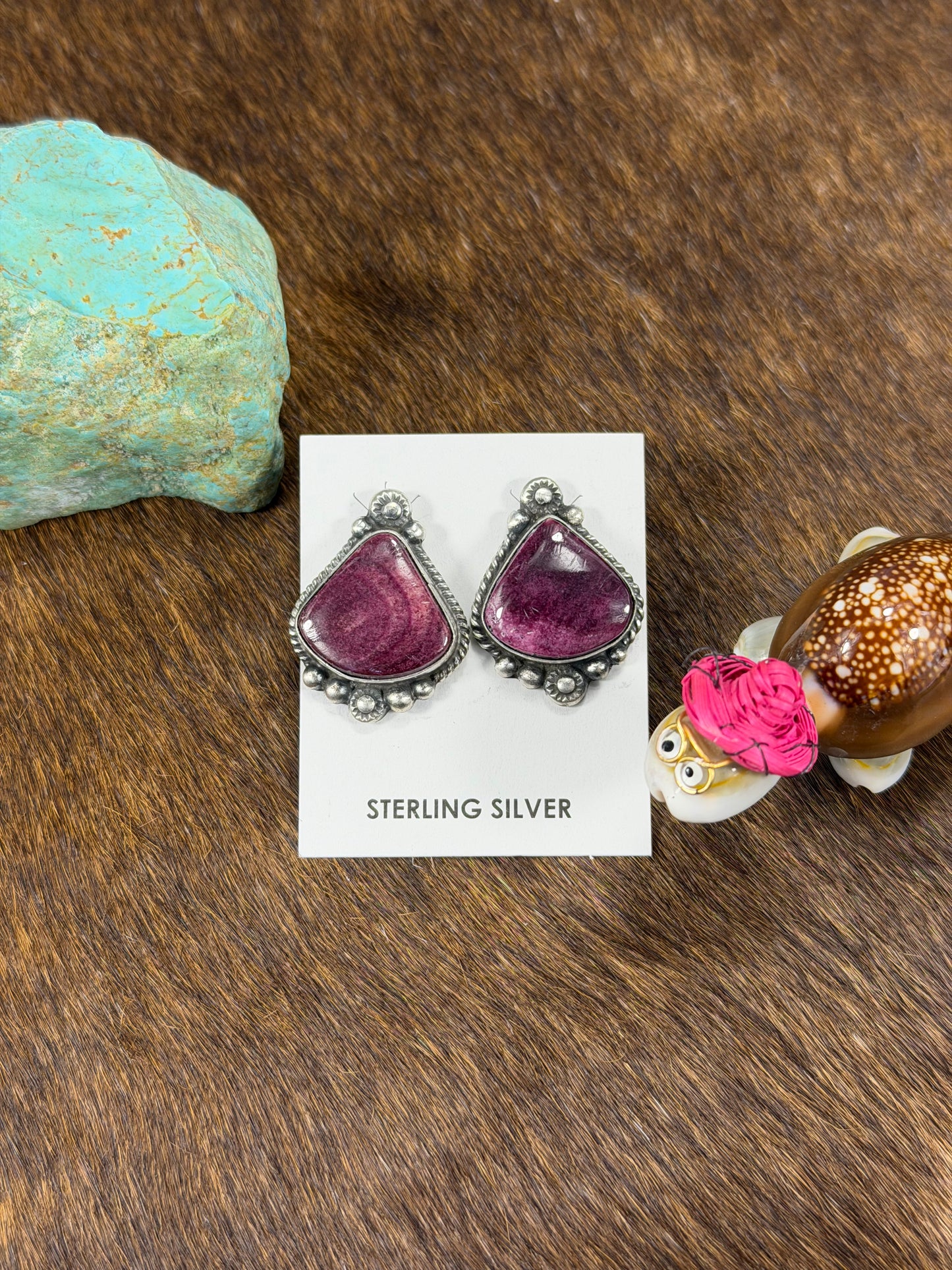 Purple Spiny Tear drop Earring
