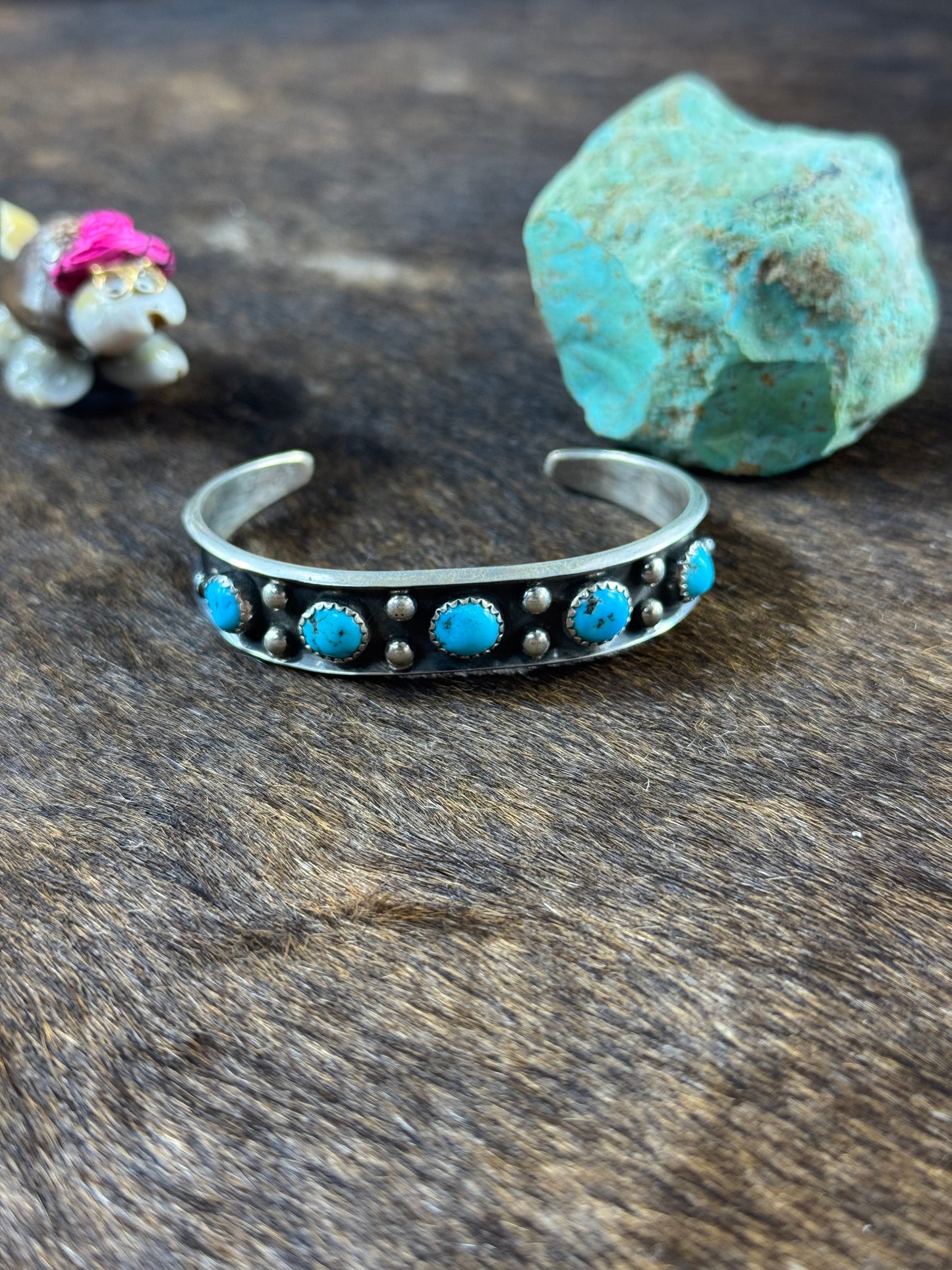 Kingman Turquoise 5 Stone Bracelet