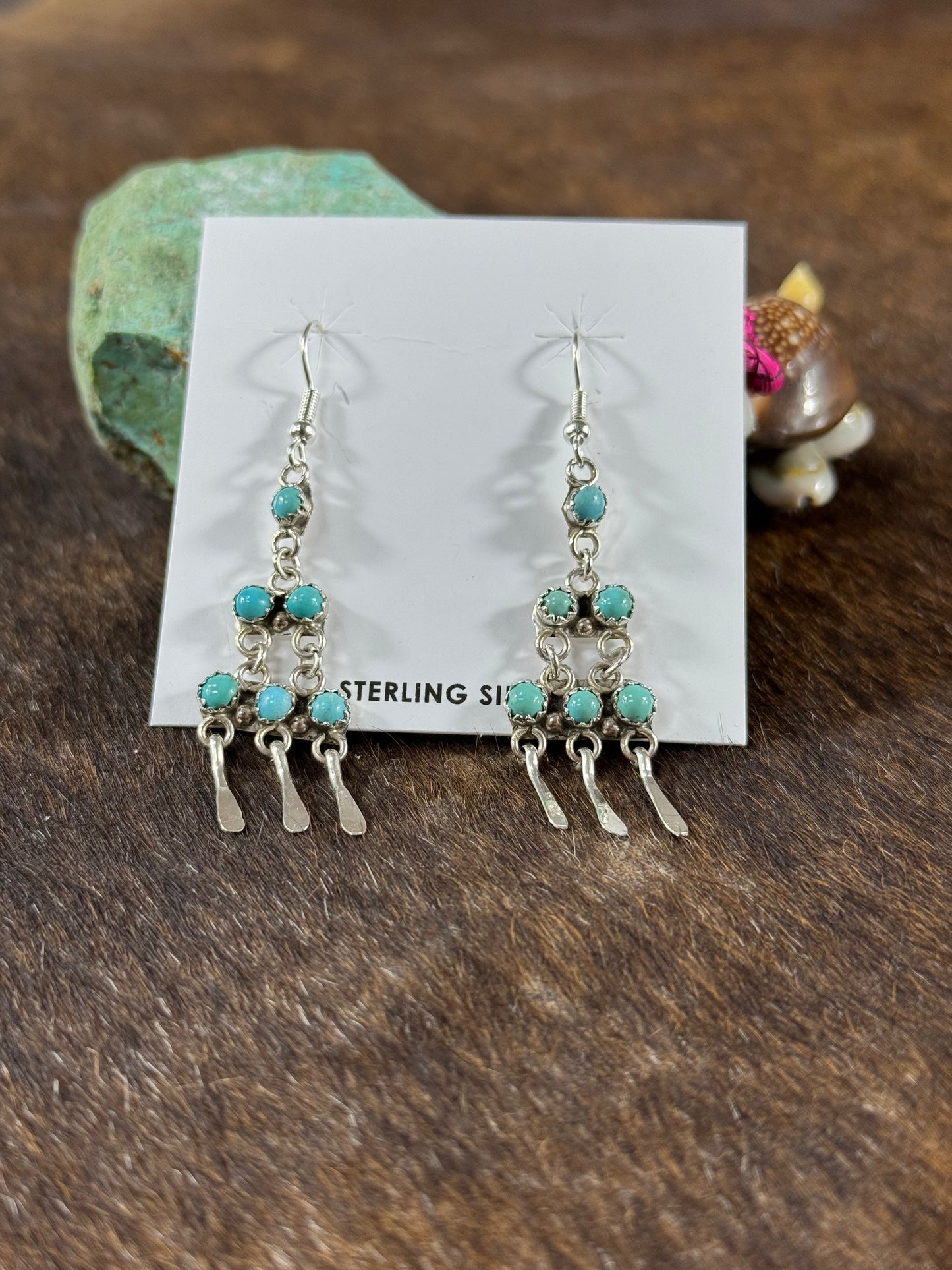 Kingmqn Turquoise Chandelier Earrings