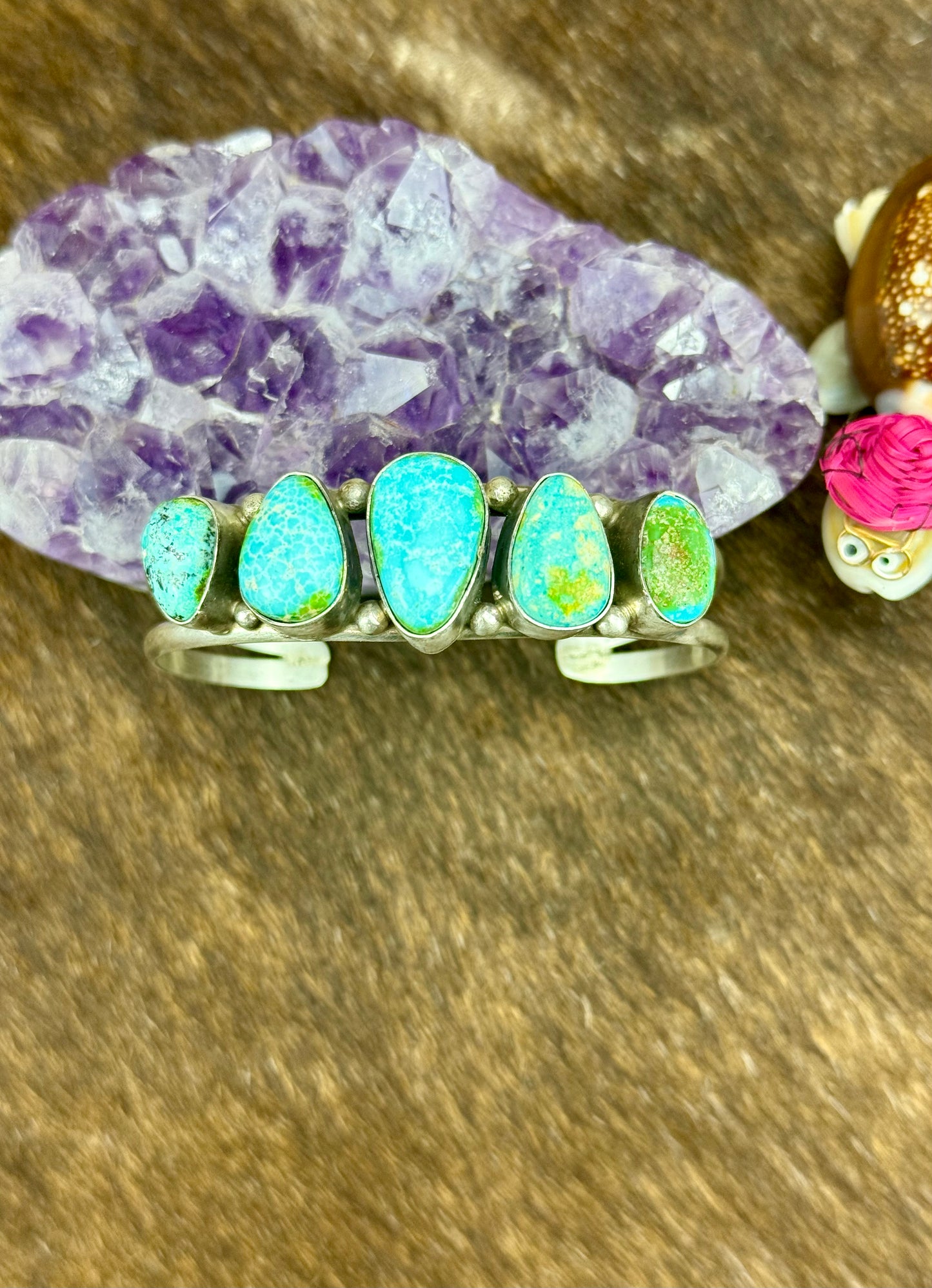 Sonoran Gold Turquoise 5 Stone Sterling Silver Cuff