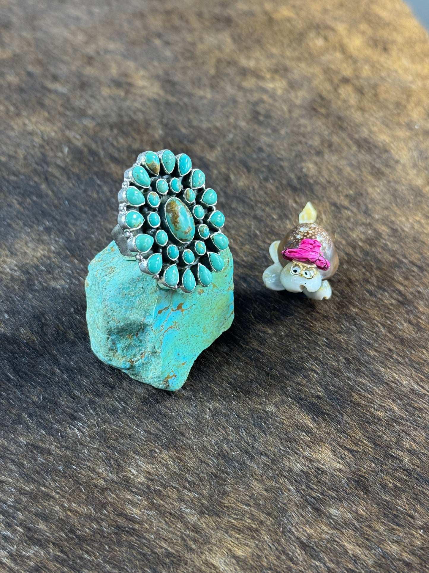 Kingman Turquoise Cluster Ring