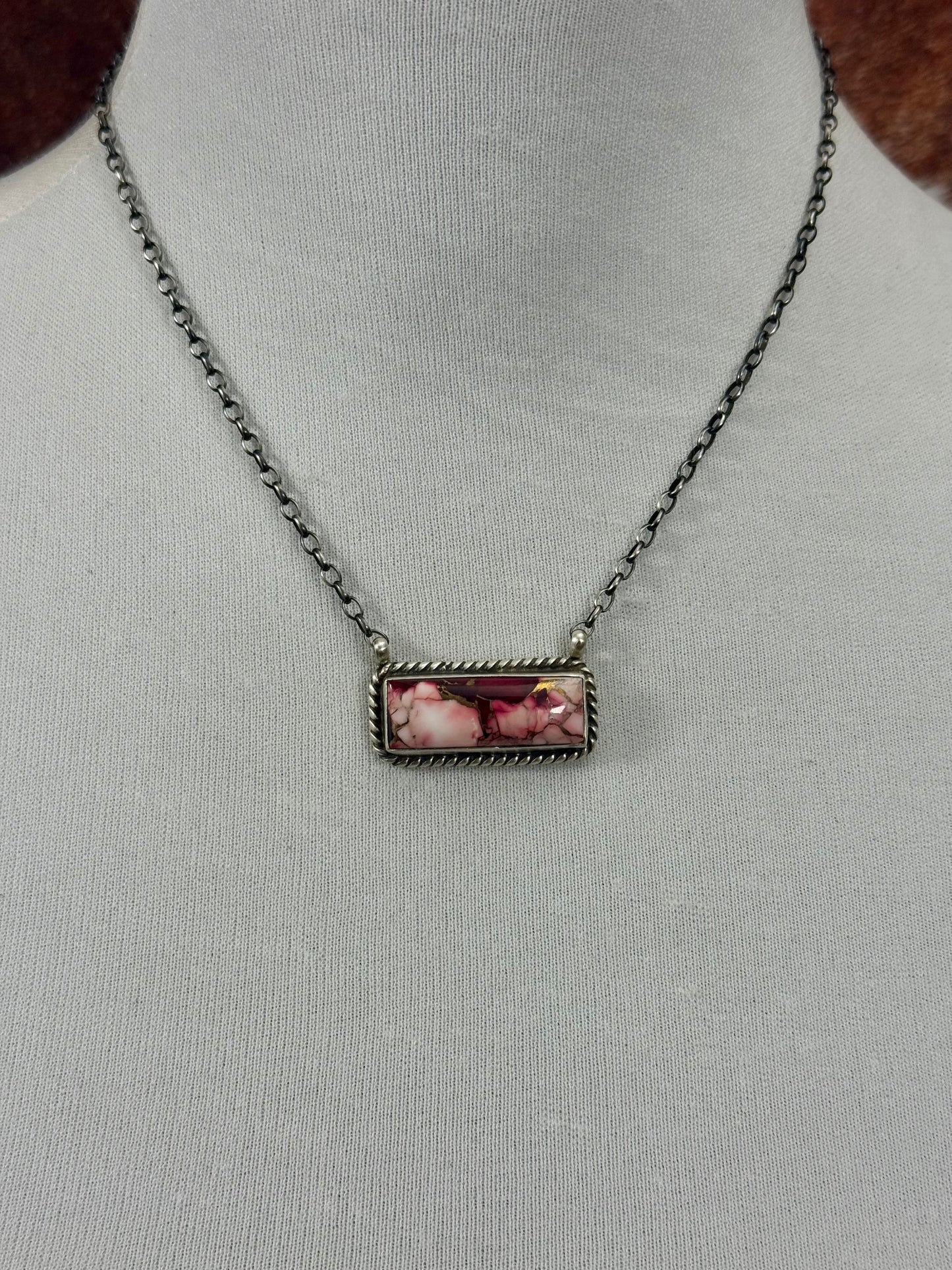 Dhalia Rose Sterling Silver Bar Necklace