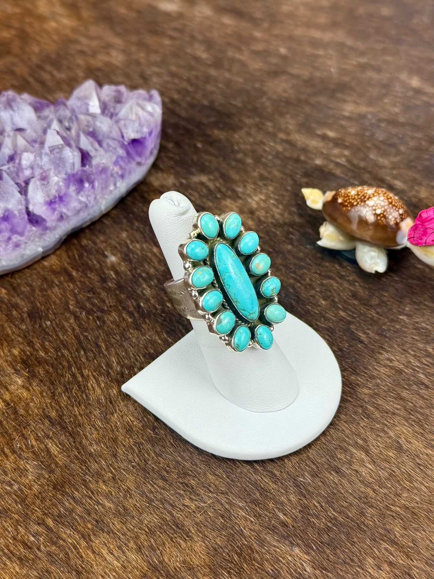 Kingman Turquoise Full Cluster Ring