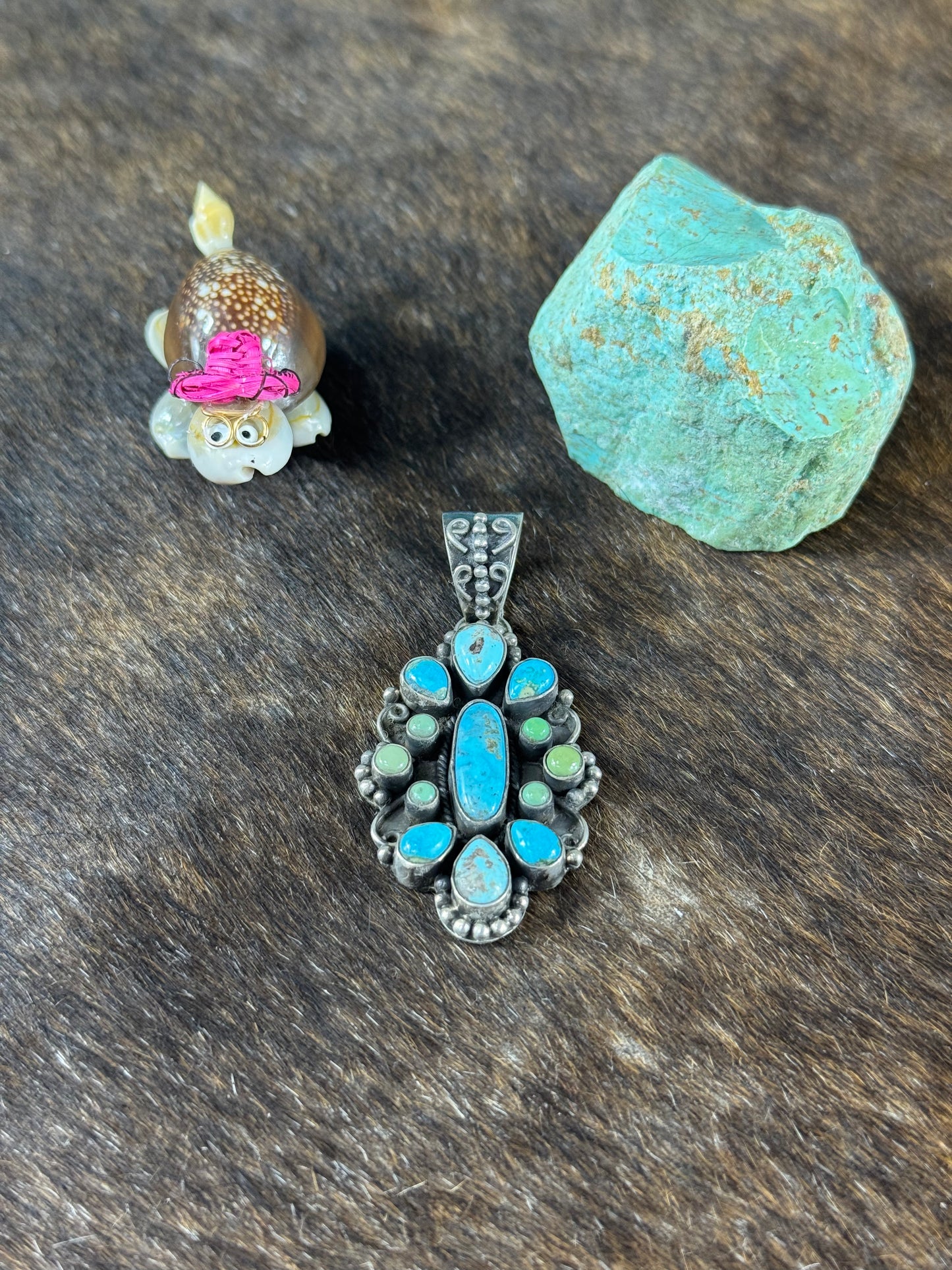 Kingman Turquoise Cluster Pendant
