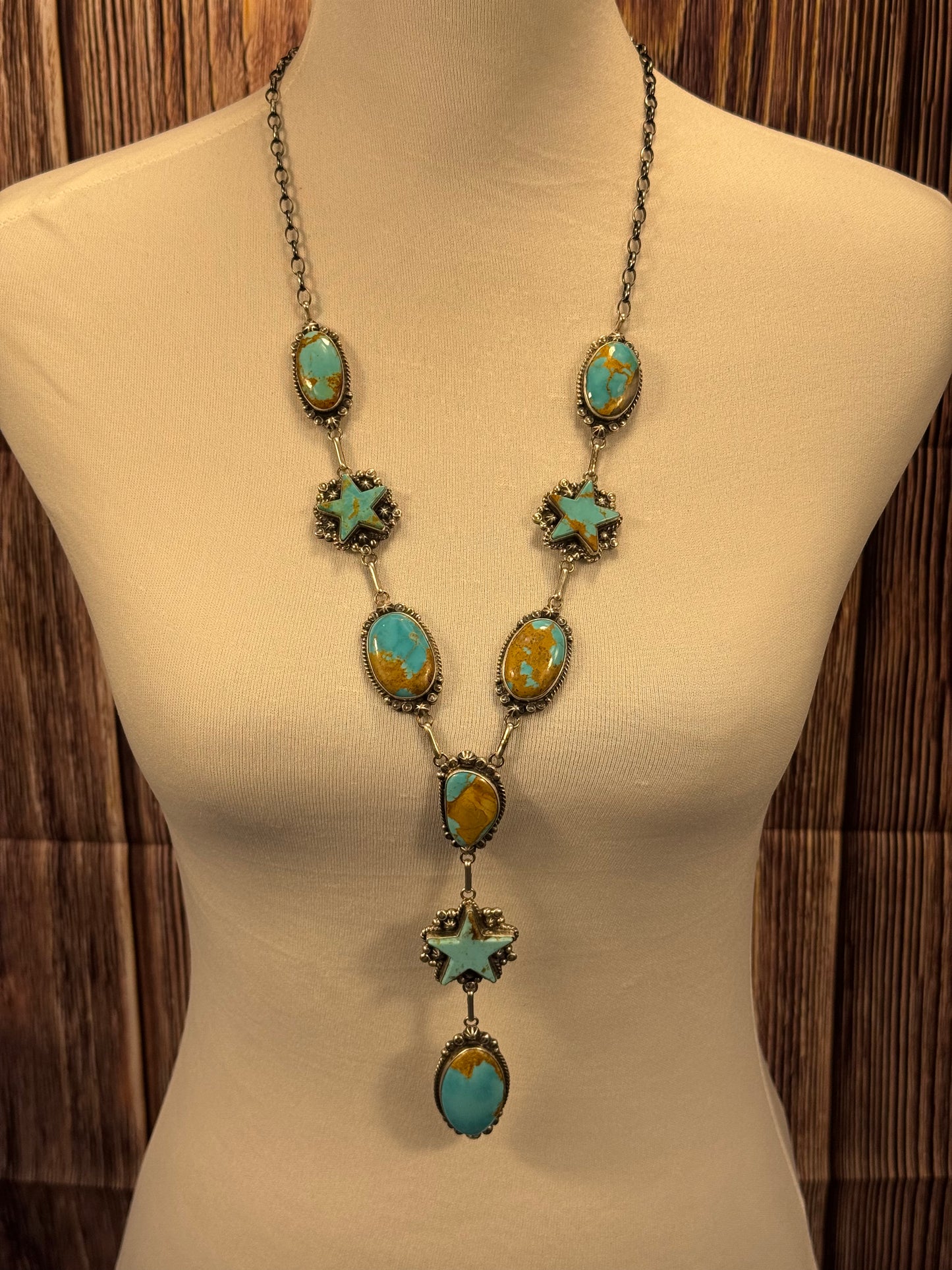 Kingman Turquoise STAR Lariat Necklace