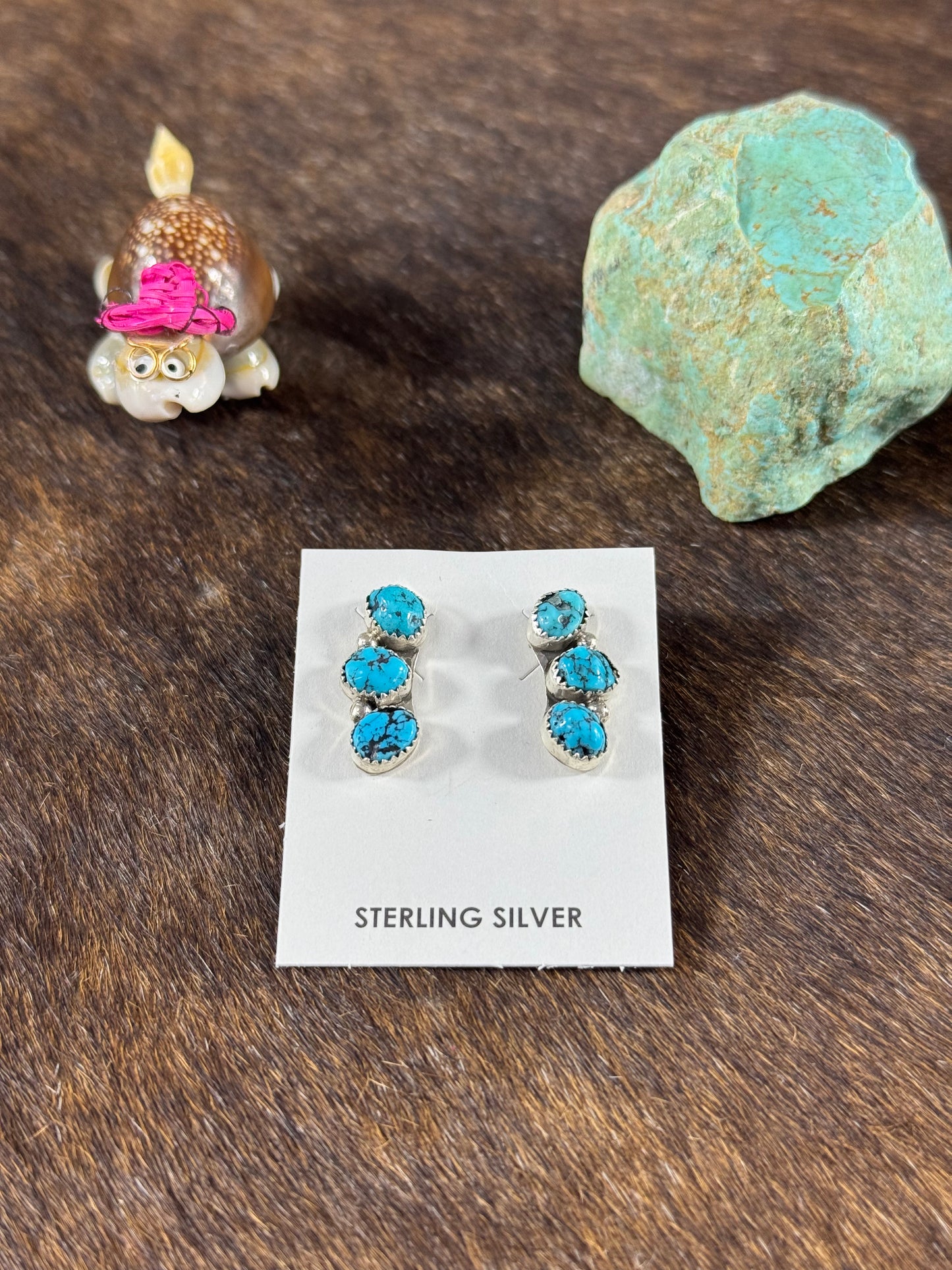 Sleeping Beauty 3 Stone Earring