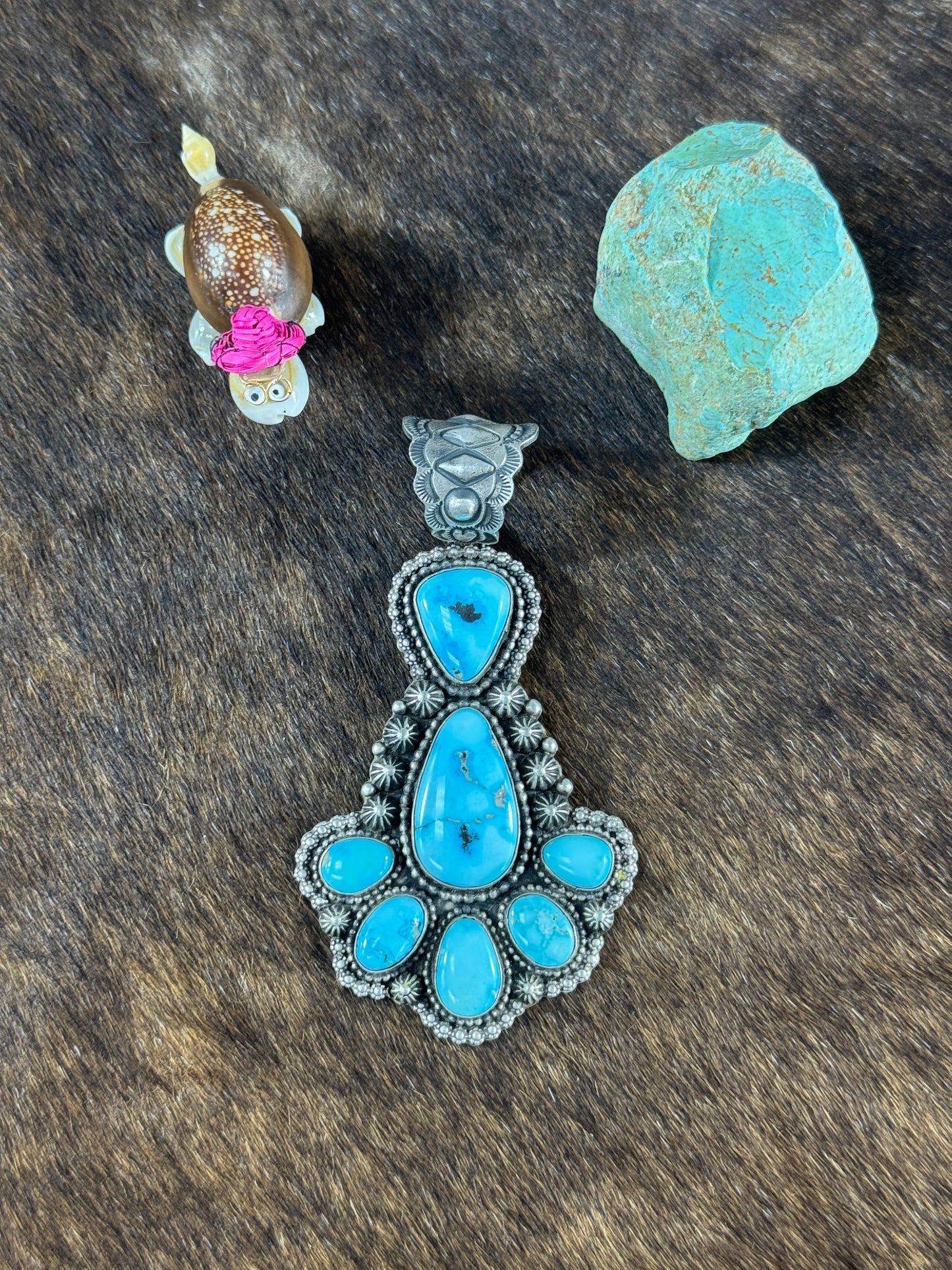 Kingman Turquoise Halo Pendant