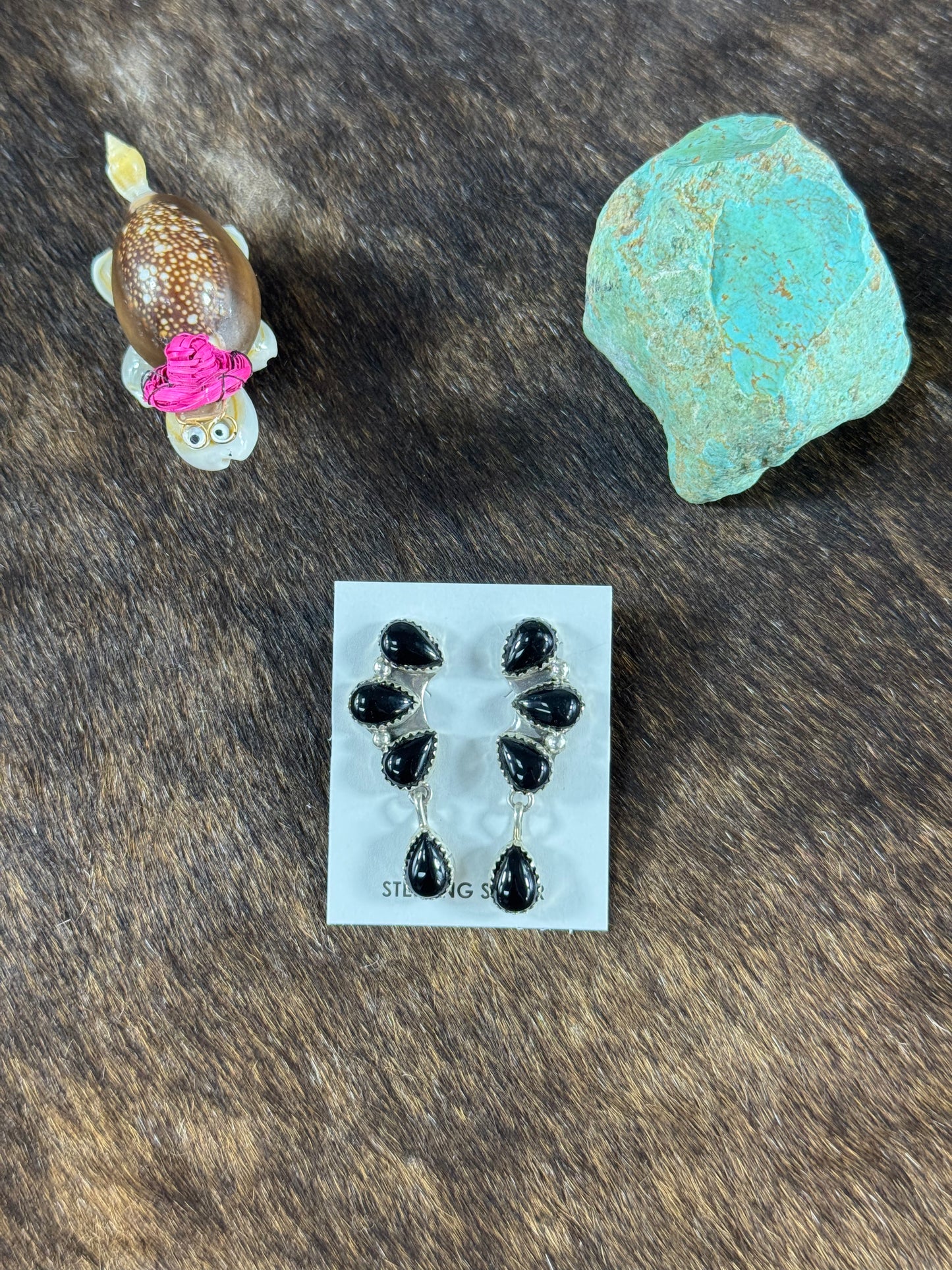 Black Onyx 4 Stone Dangle Earring