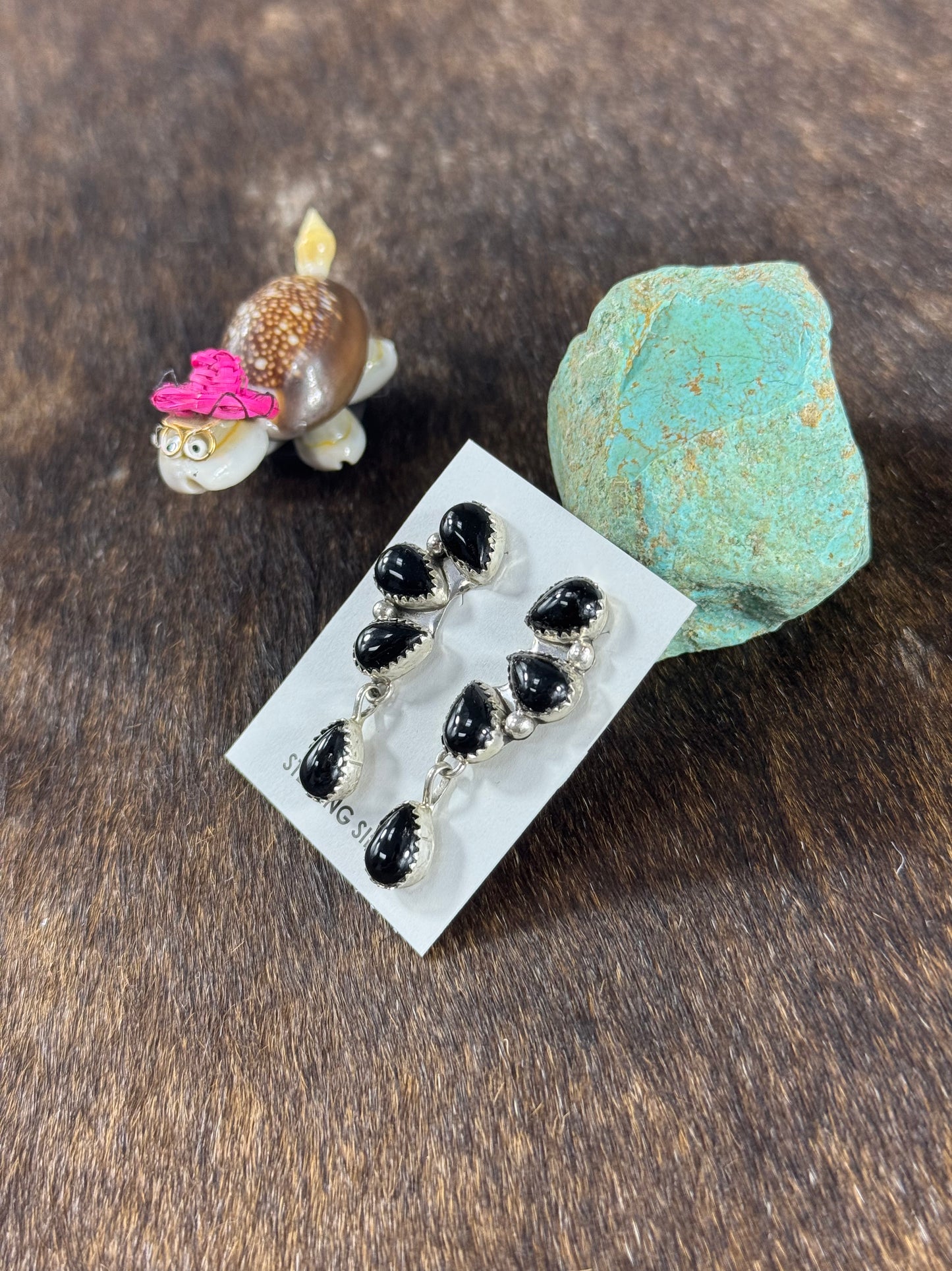 Black Onyx 4 Stone Dangle Earring