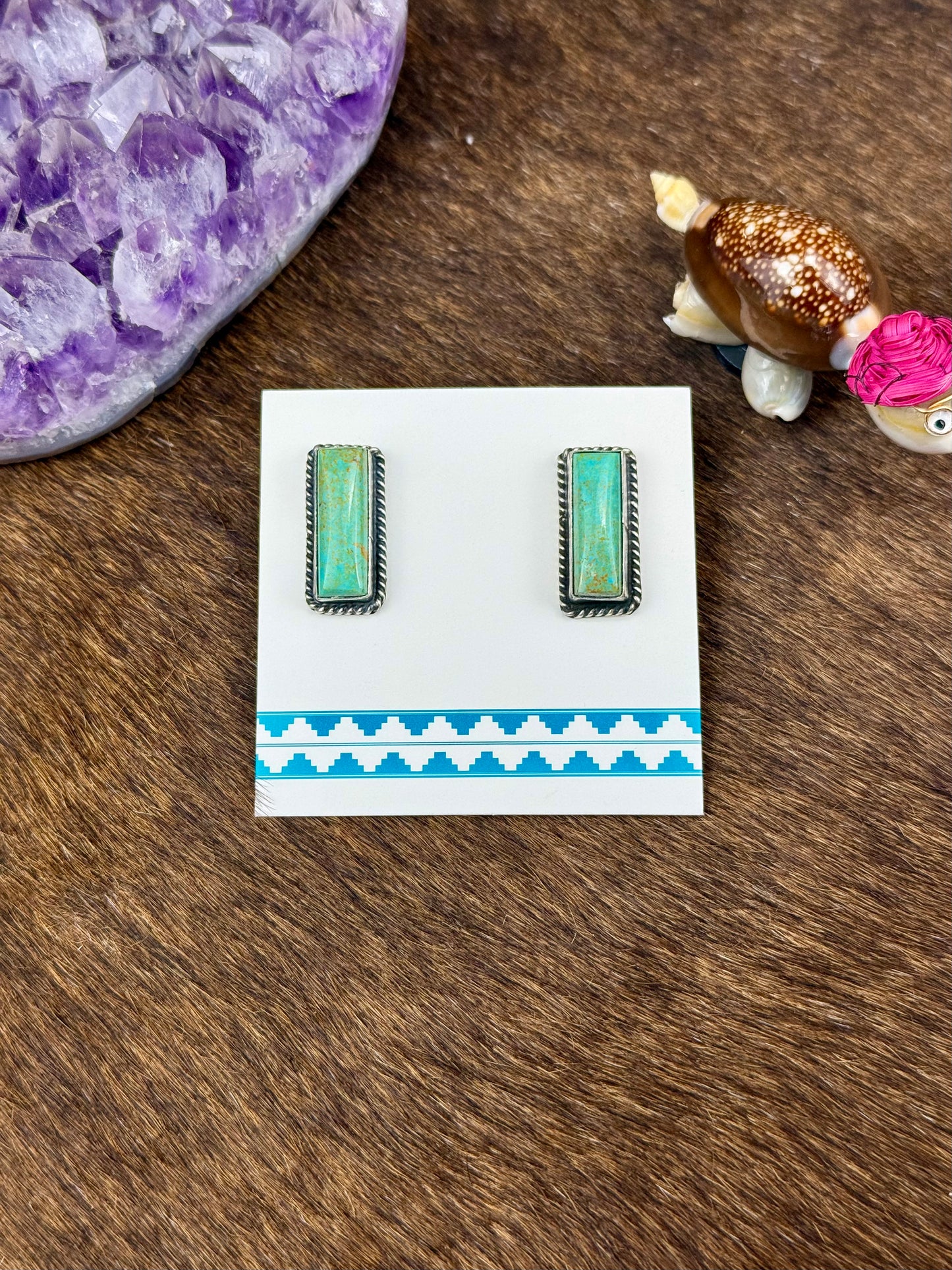 Kingman Turquoise Sterling Silver Bar Earrings