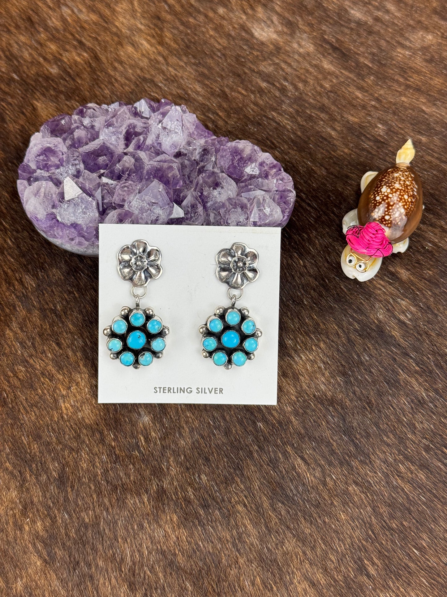 Kingman Turquoise Rose Earring