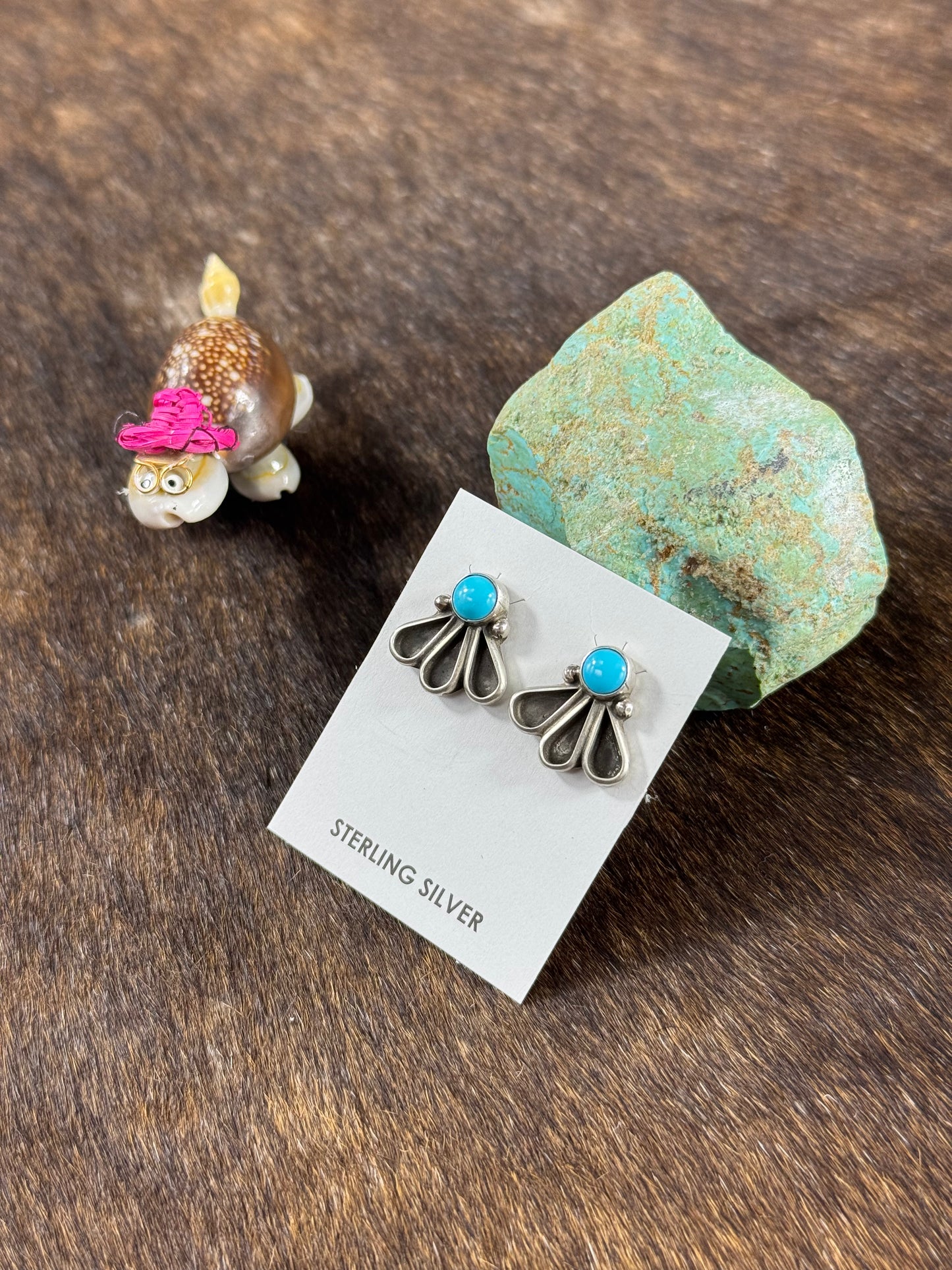 Kingman Turquoise Fan Earrings