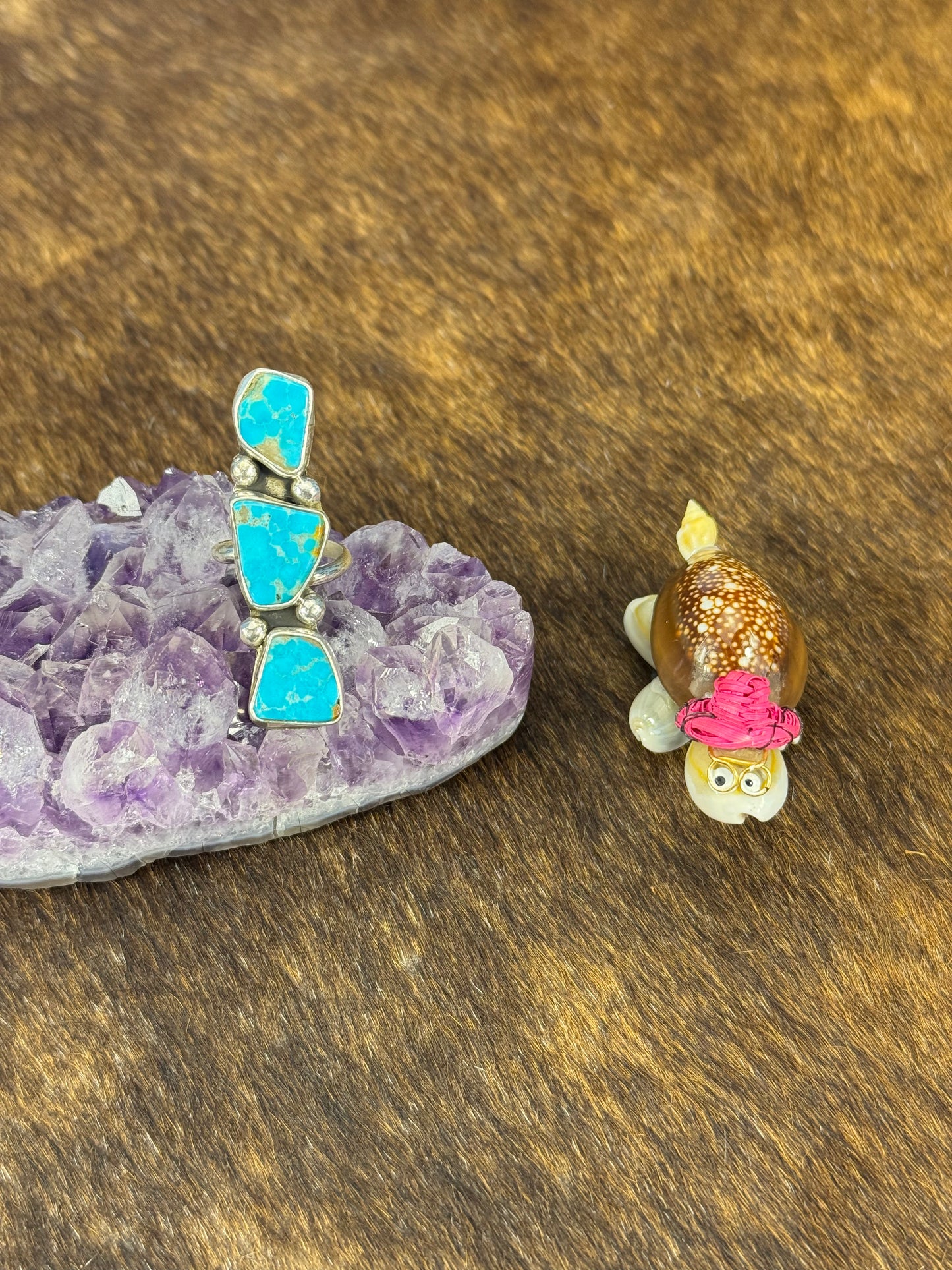 Kingman Turquoise Free Form 3 Stone Ring