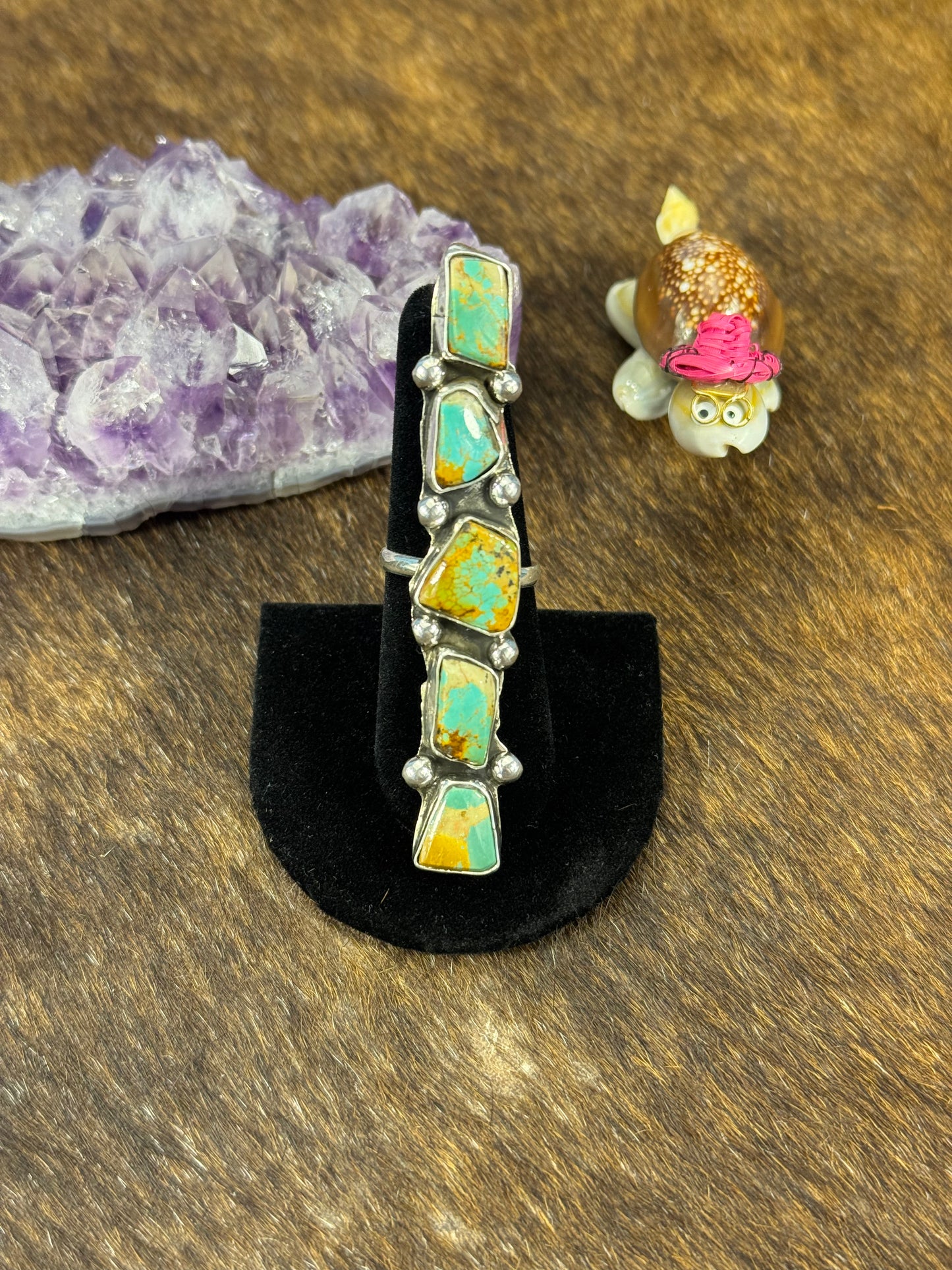 Kingman Turquoise Free Form 5 Stone Ring