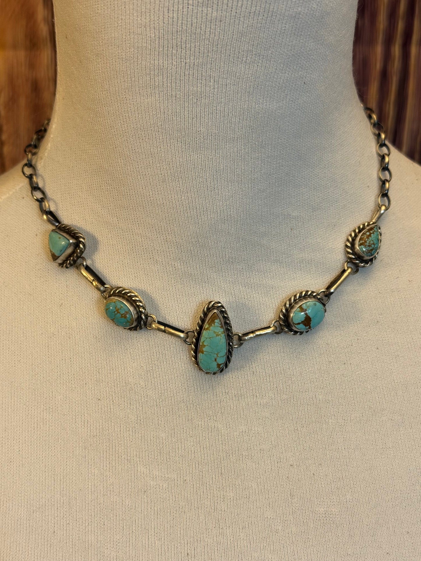Kingman Turquoise Teardrop Choker Necklace
