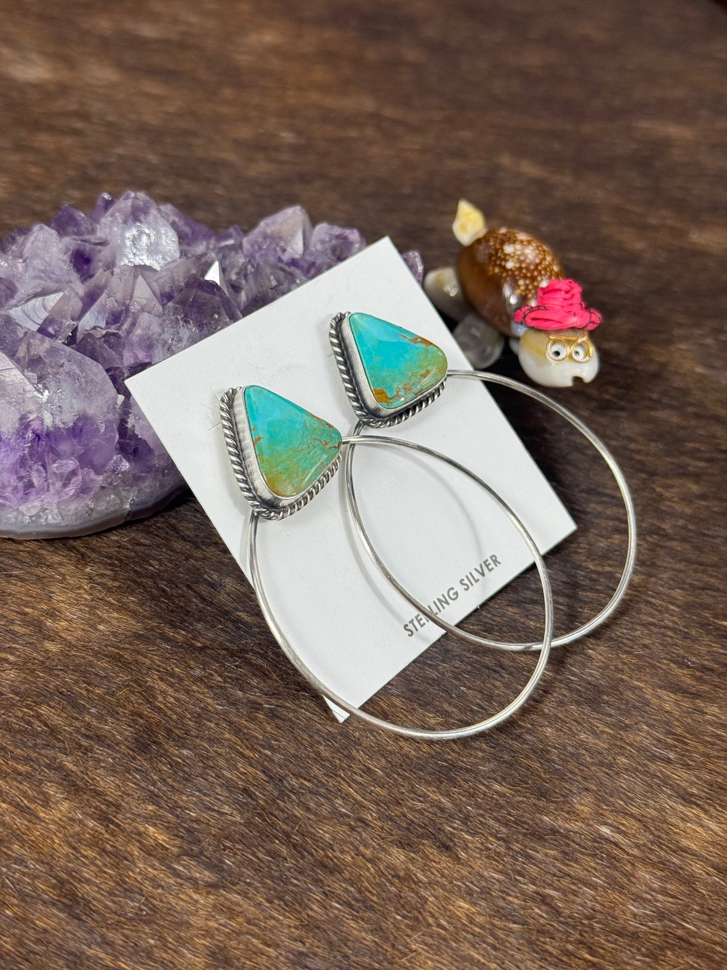 Kingman Turquoise Triangle Hoop Earring
