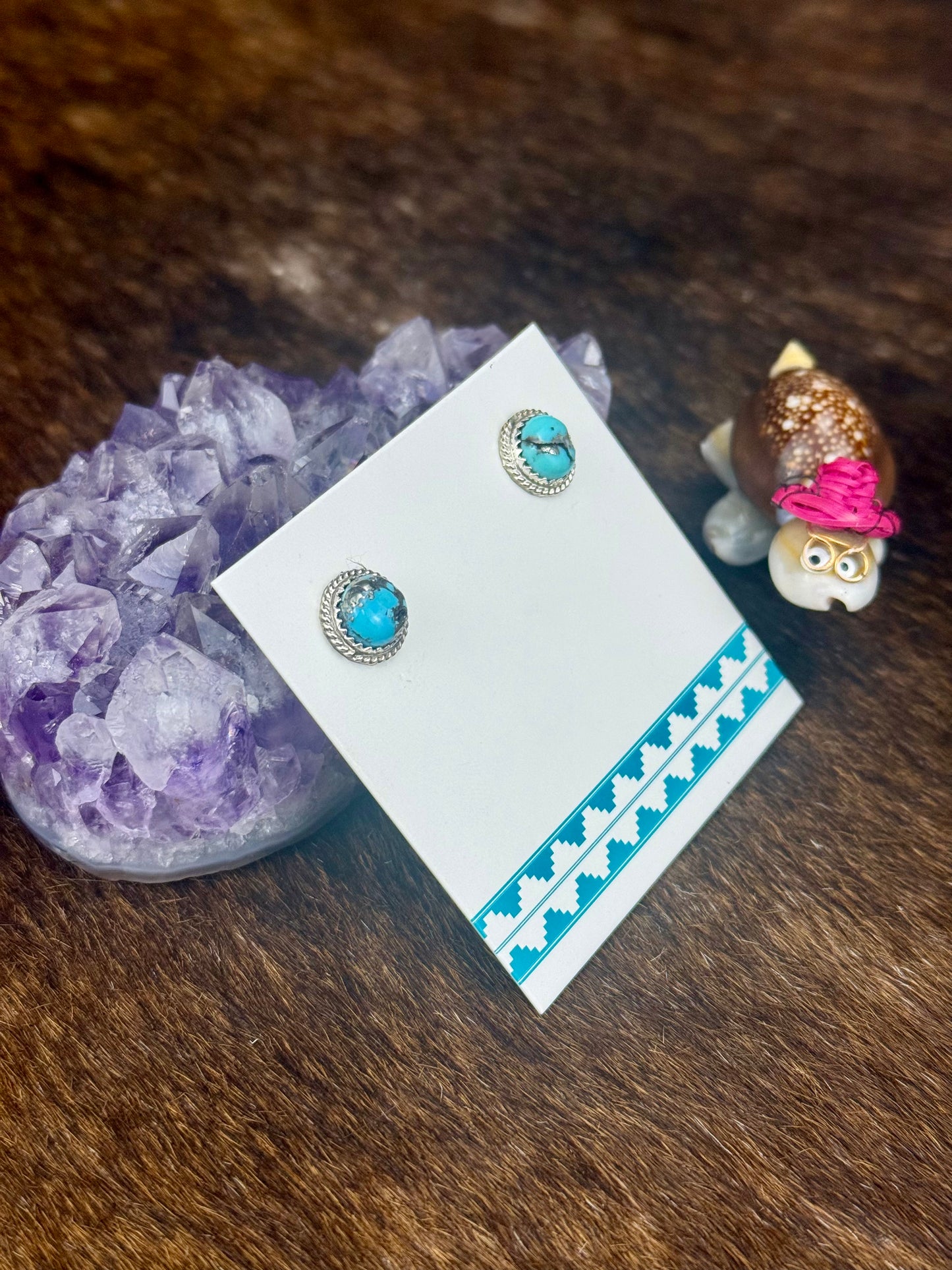 Kingman Turquoise Sterling Silver Round Studs