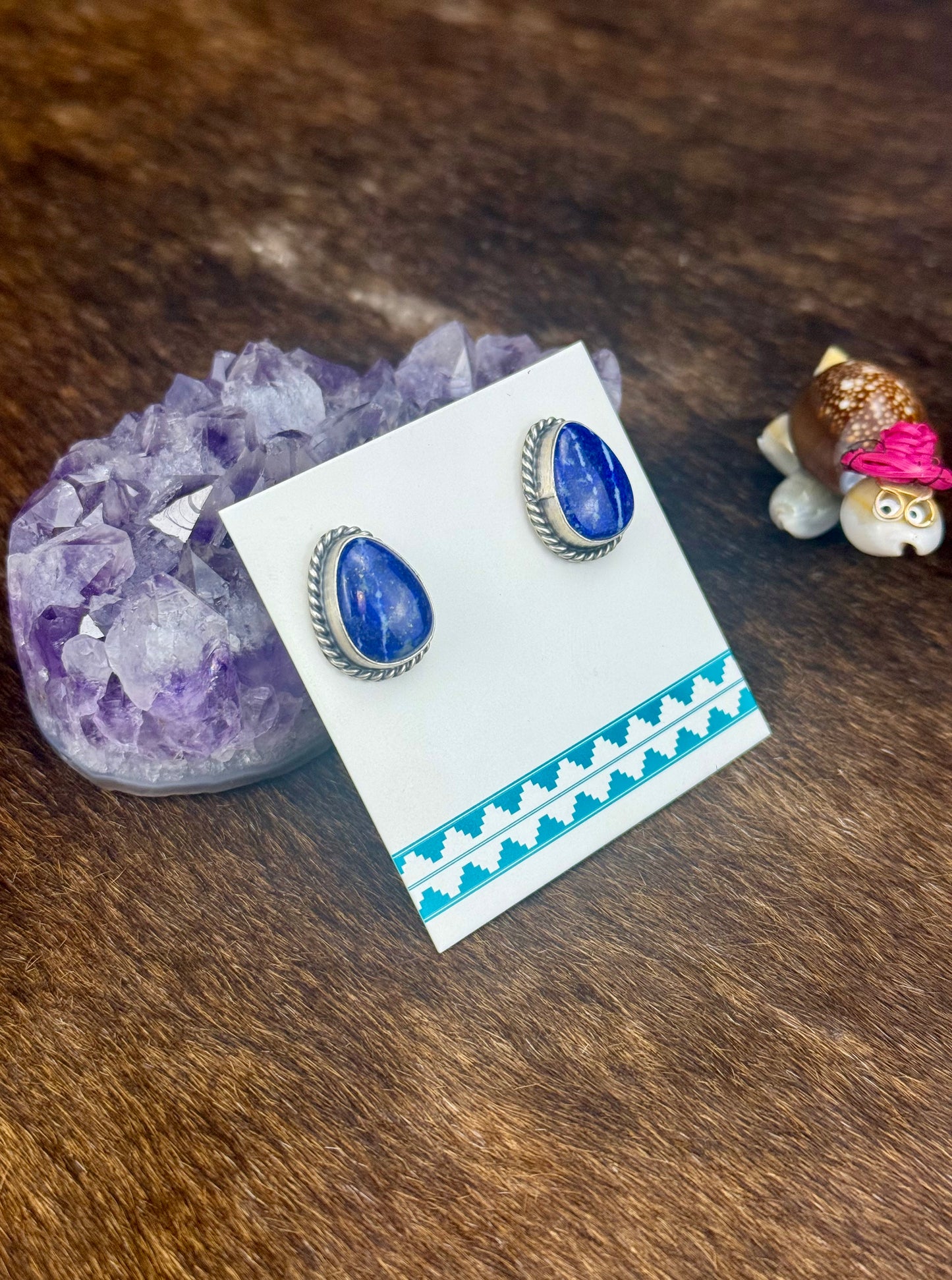 Lapis Sterling Silver Teardrop Studs