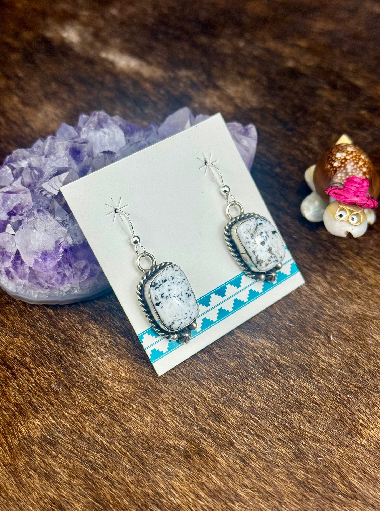 White Buffalo Dangle Earring