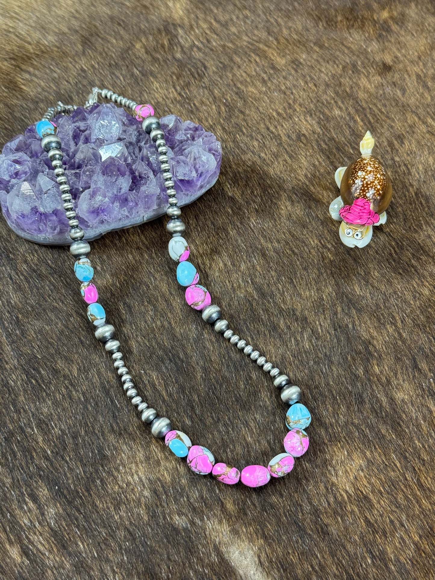 Cotton Candy Color Sterling Silver Necklace