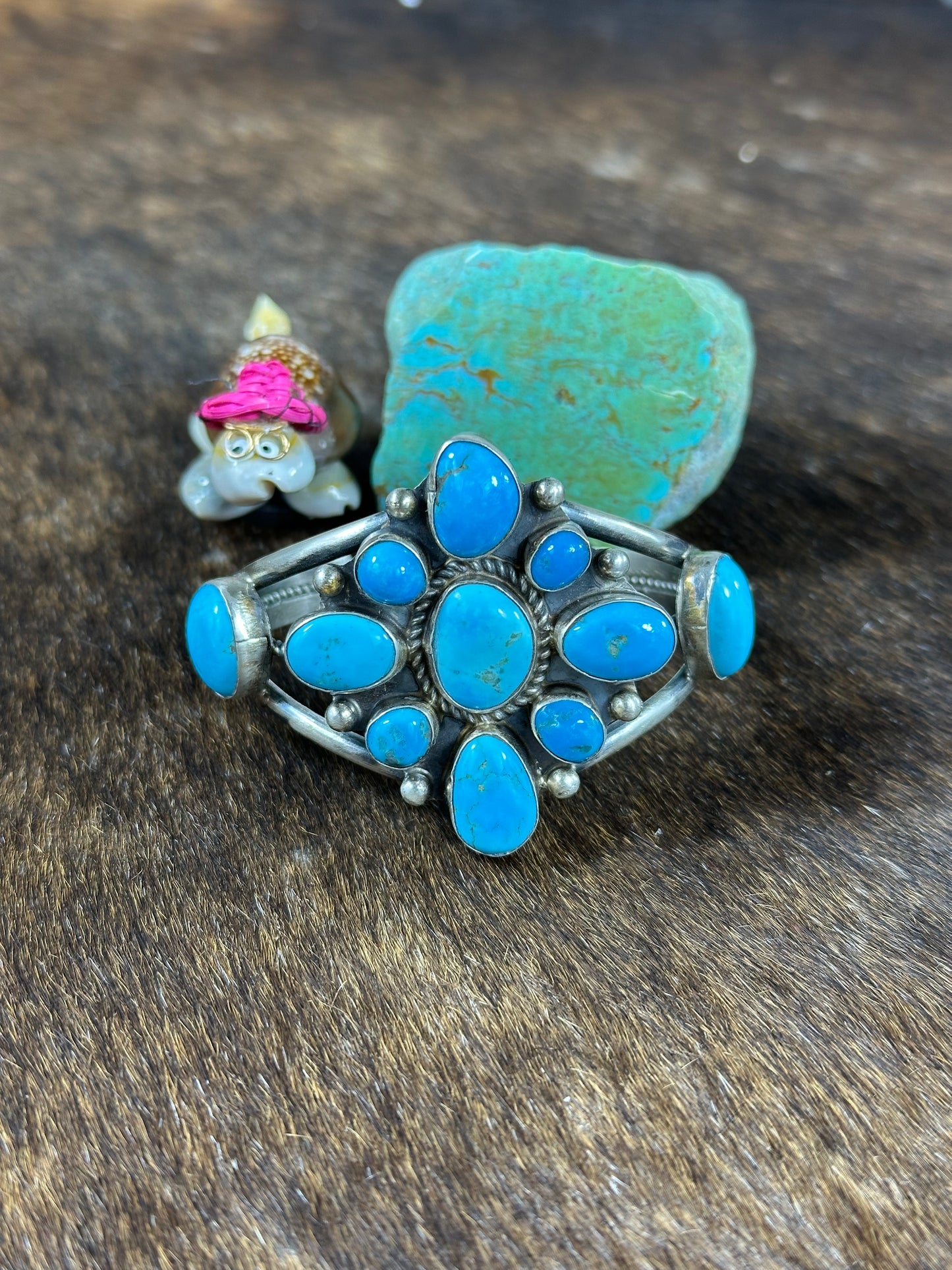 Kingman Turquoise Cluster Bracelet