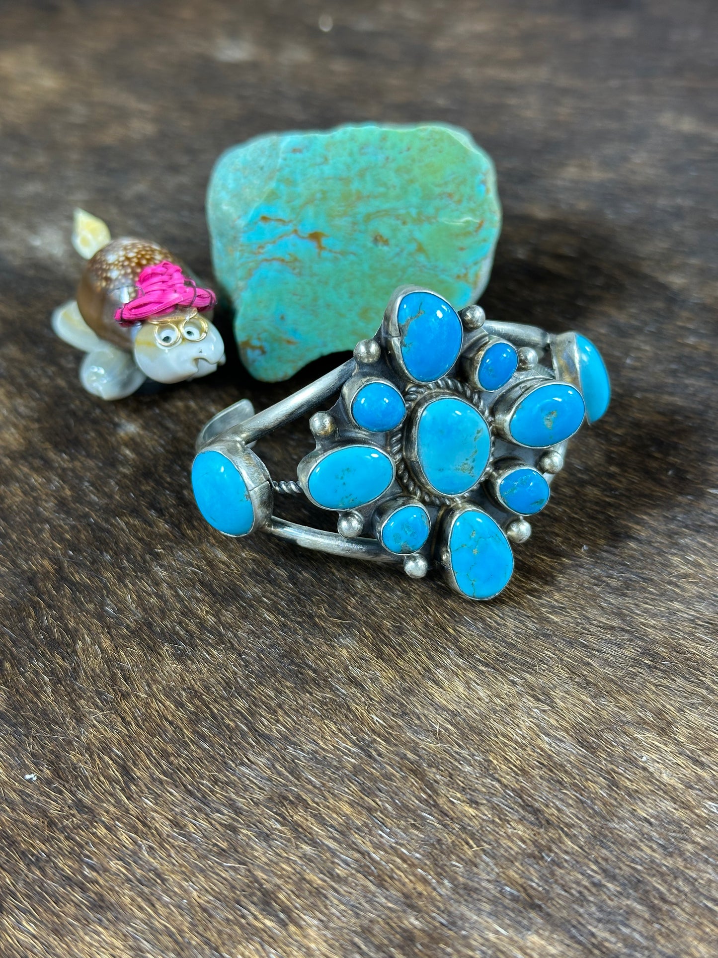 Kingman Turquoise Cluster Bracelet