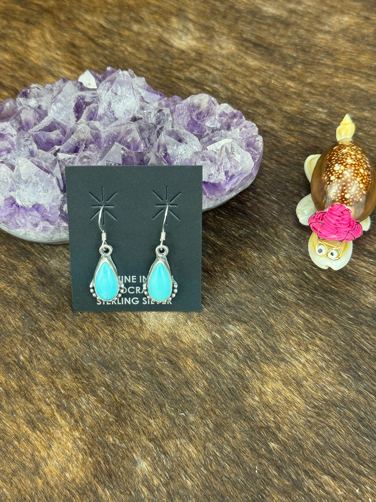 Kingman Turquoise Teardrop Dangle Earring