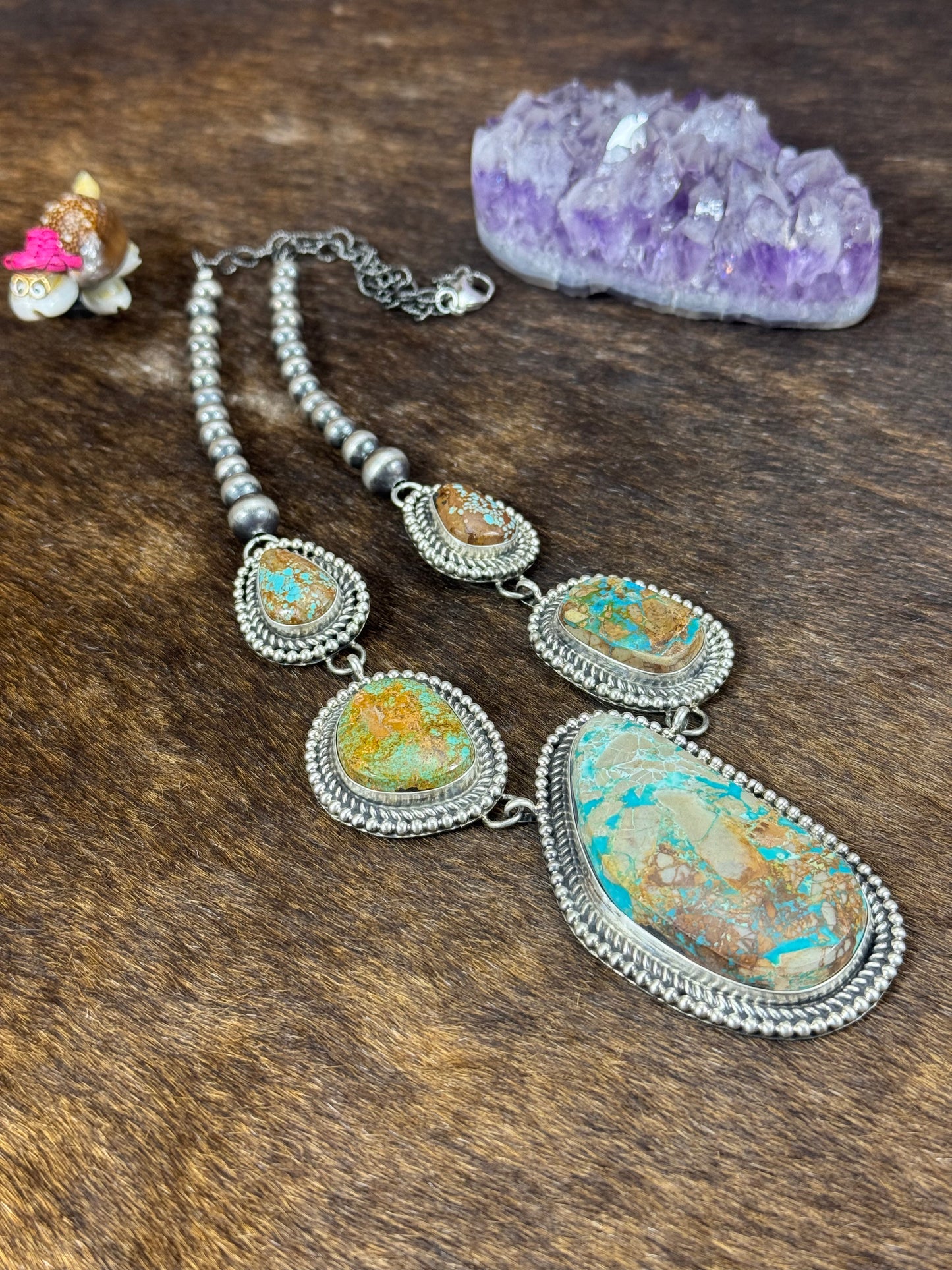 Royston Turquoise and Sterling Pearl Necklace