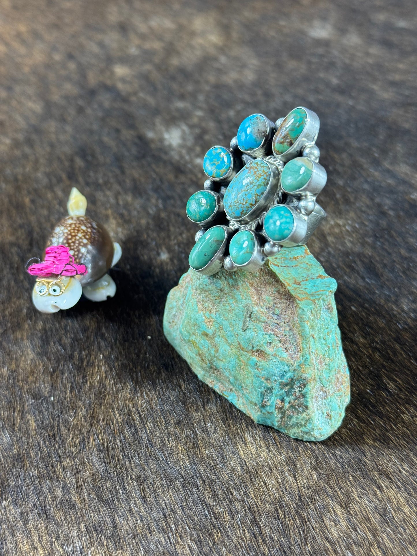 Kingman Turquoise Cluster Ring