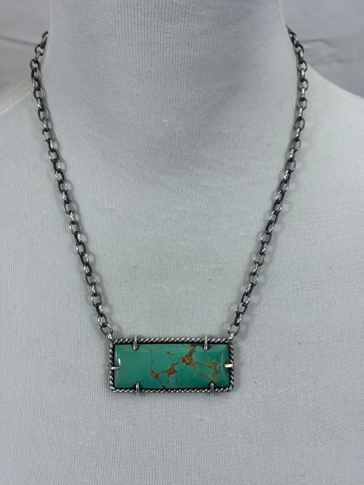 Kingman Turquoise Large Waterproof Bar Necklace