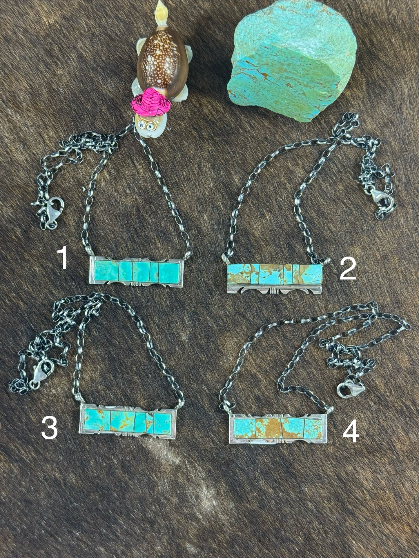 Kingman Turquoise Stamp Bar Necklace