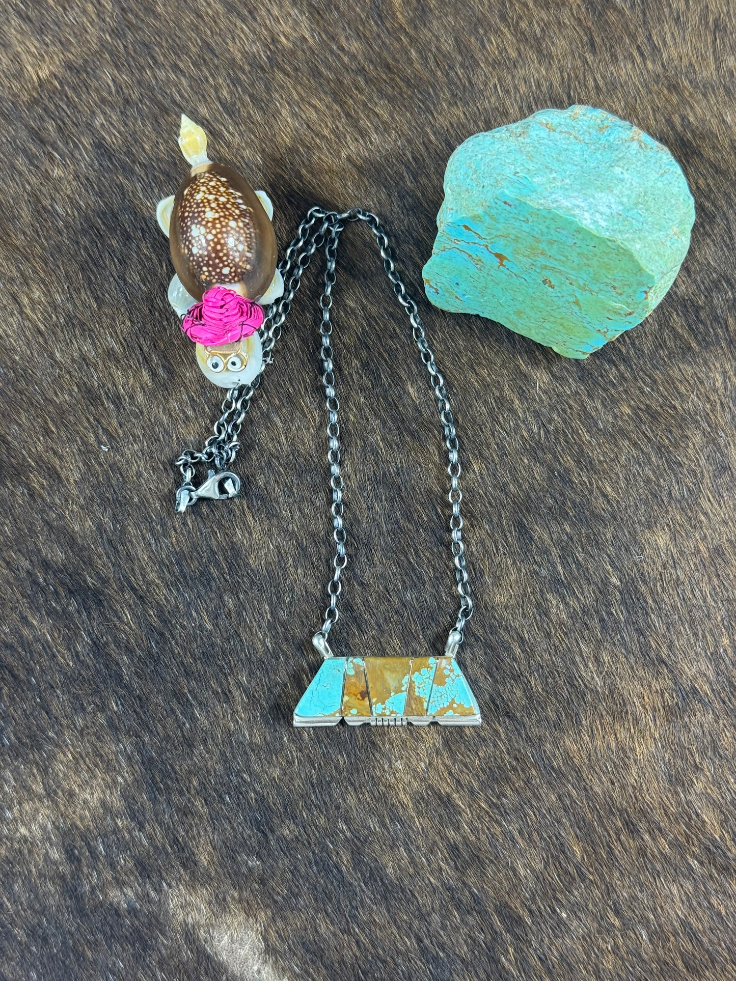 Kingman Turquoise Trapezoid Bar Necklace