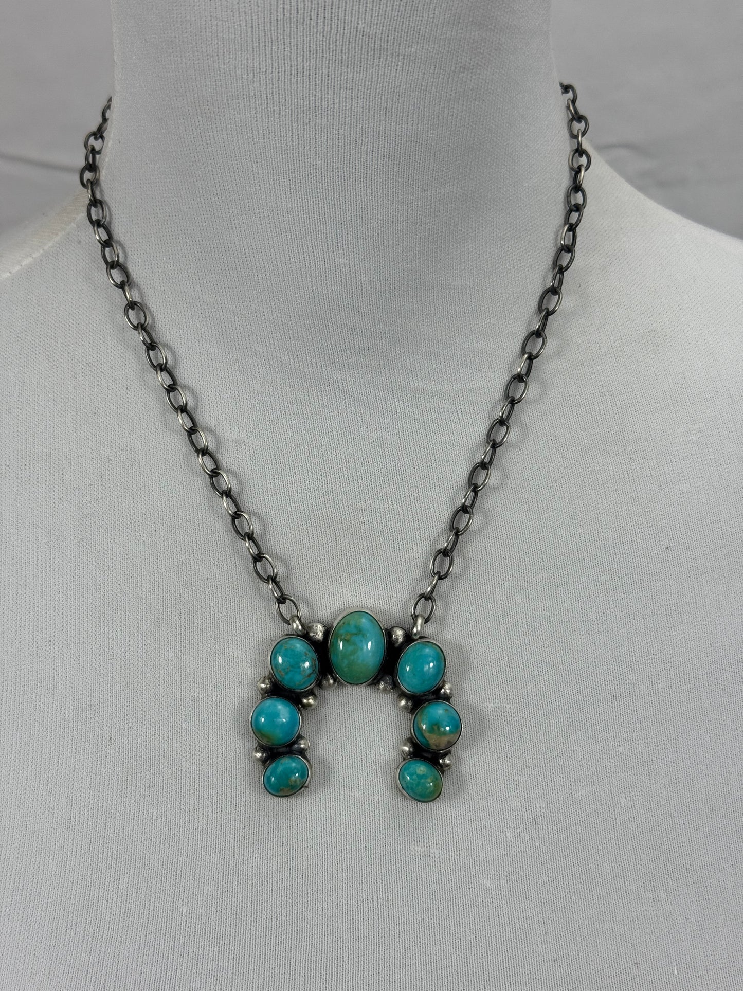 Kingman Turquoise Naja Fixed Pendant Necklace