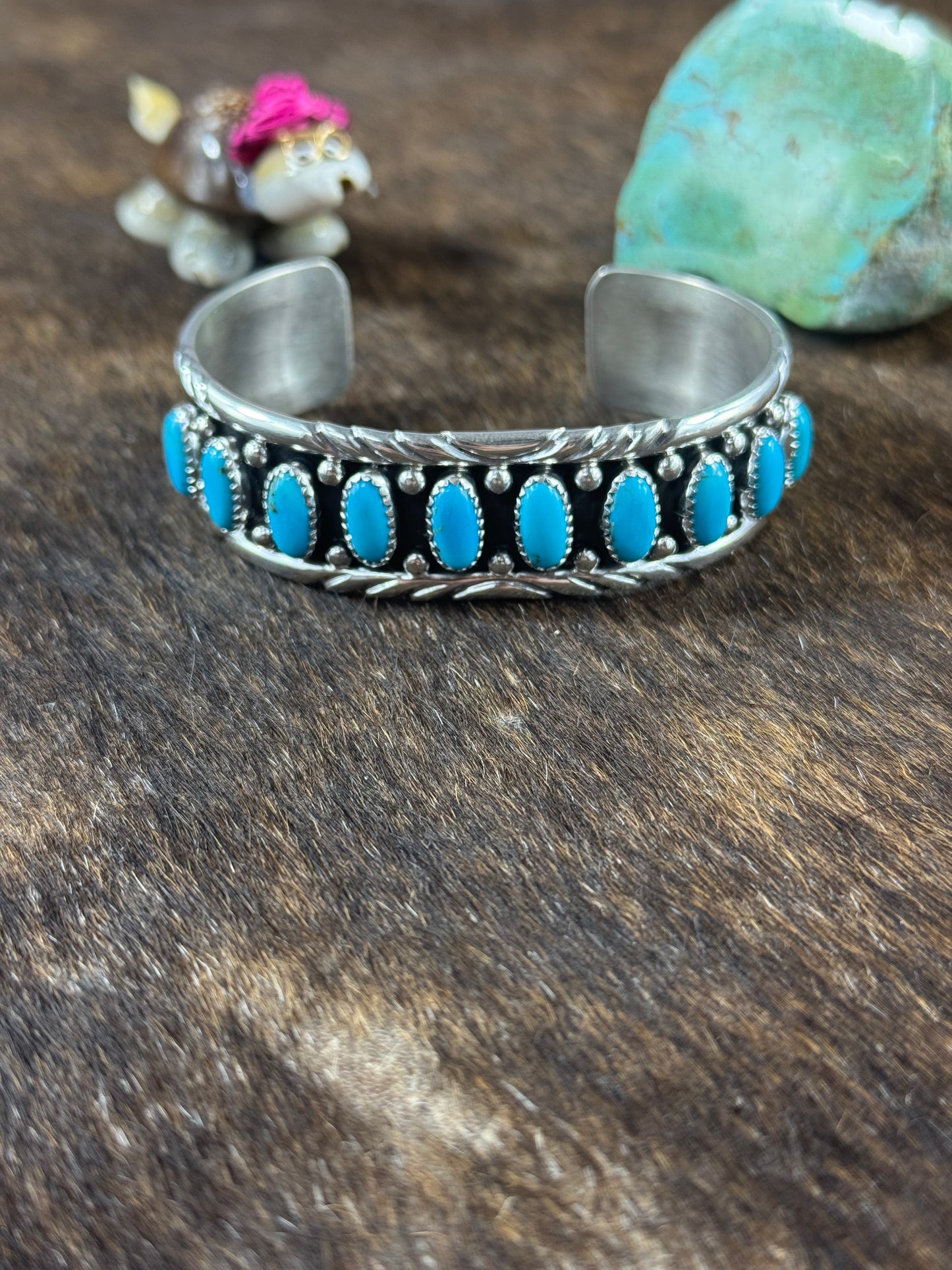 Sterling Silver Kingman Ten Stone Cuff
