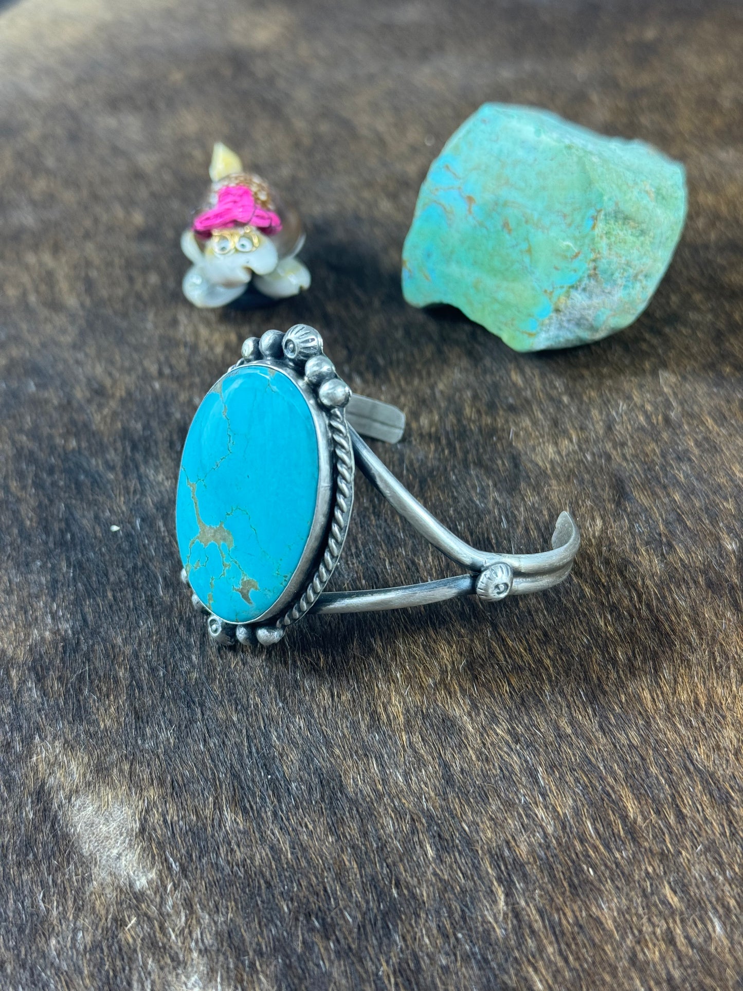 Blue Kingman Large Stone Cuff