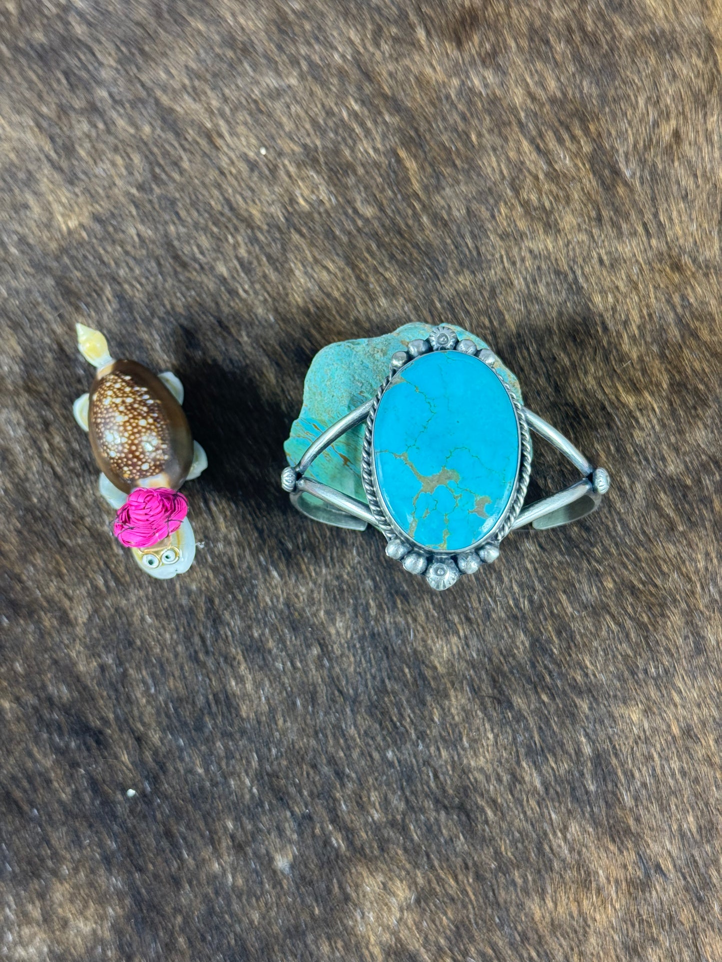 Blue Kingman Large Stone Cuff