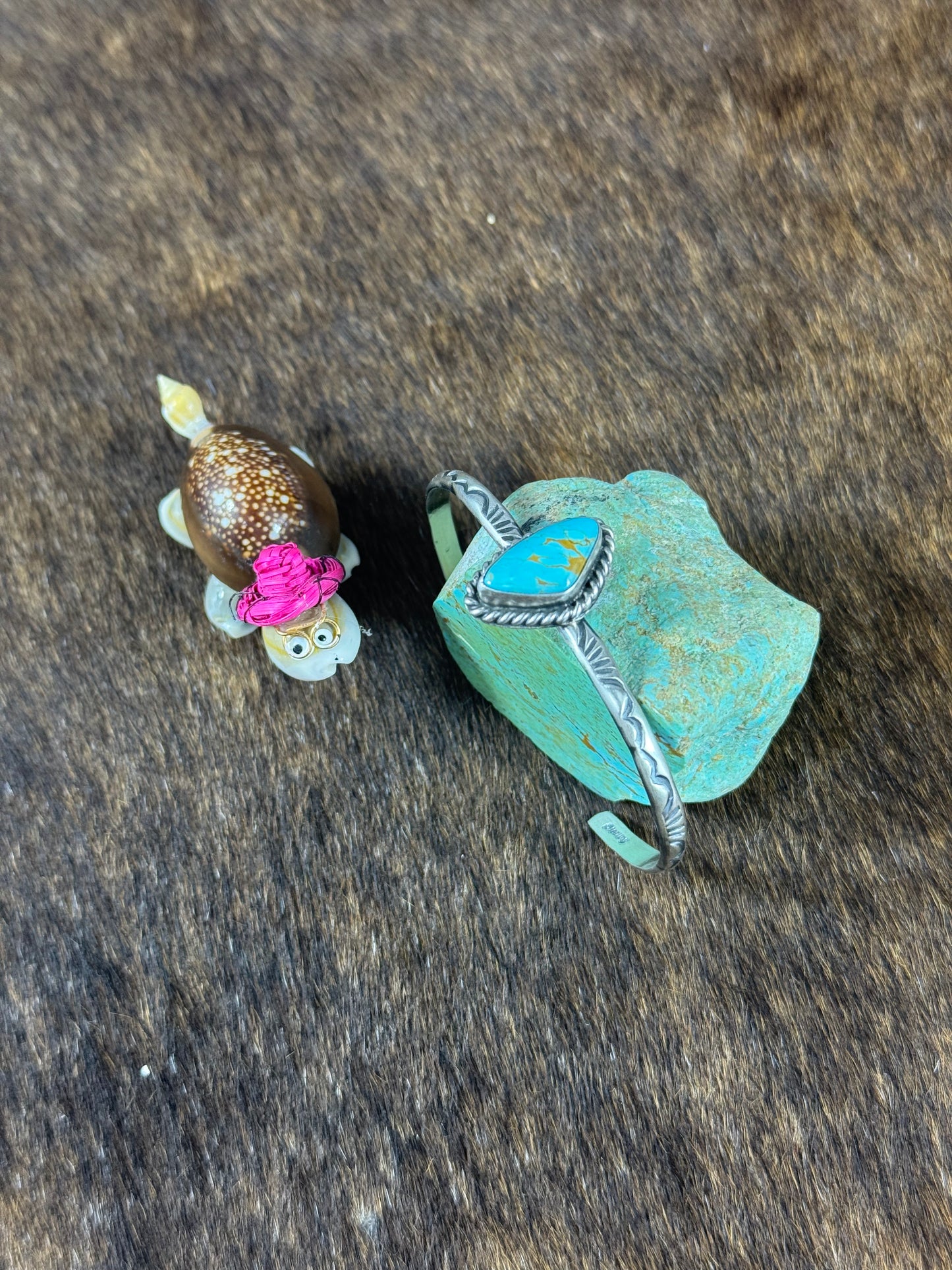 Kingman Turquoise Single Stone Stamp Bracelet