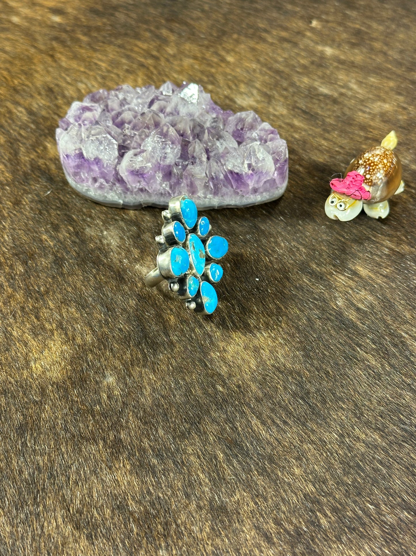 Kingman Turquoise Cluster Ring