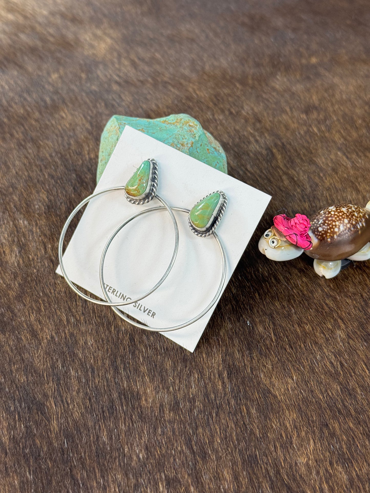 Green Kingman Hoop Earrings