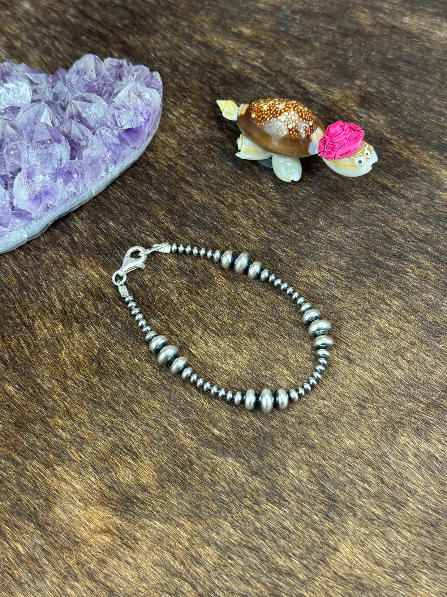 7.5" 3-8MM Rondell Sterling Pearl Bracelet