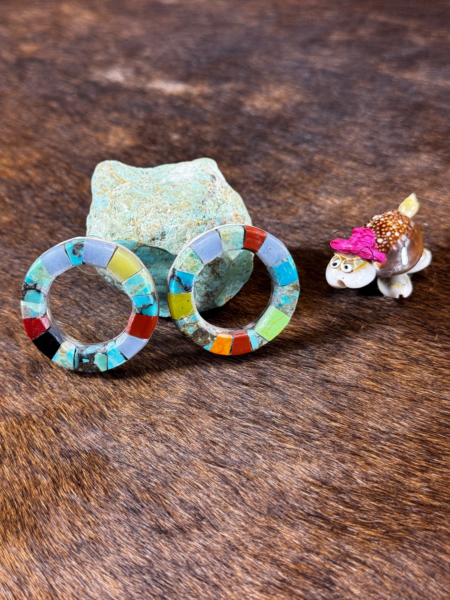 Multi Color Stone Circle Earring