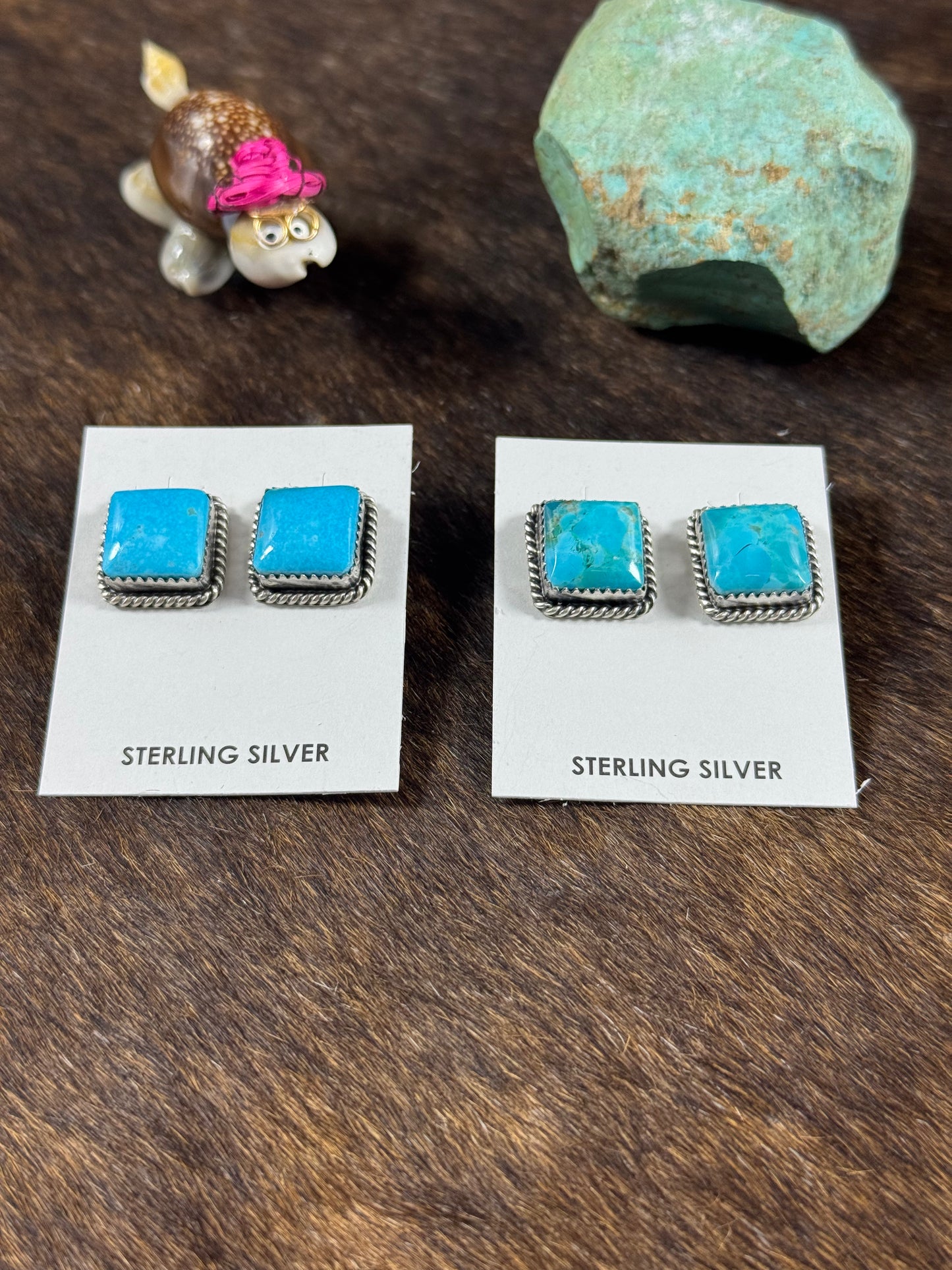 Kingman Turquoise Square Studs