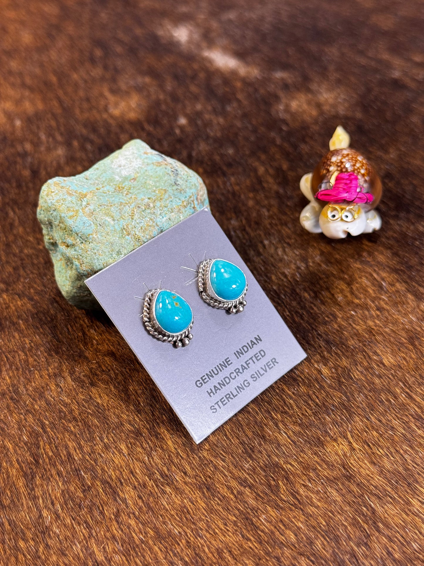 Kingman Turquoise Tear Drop Studs