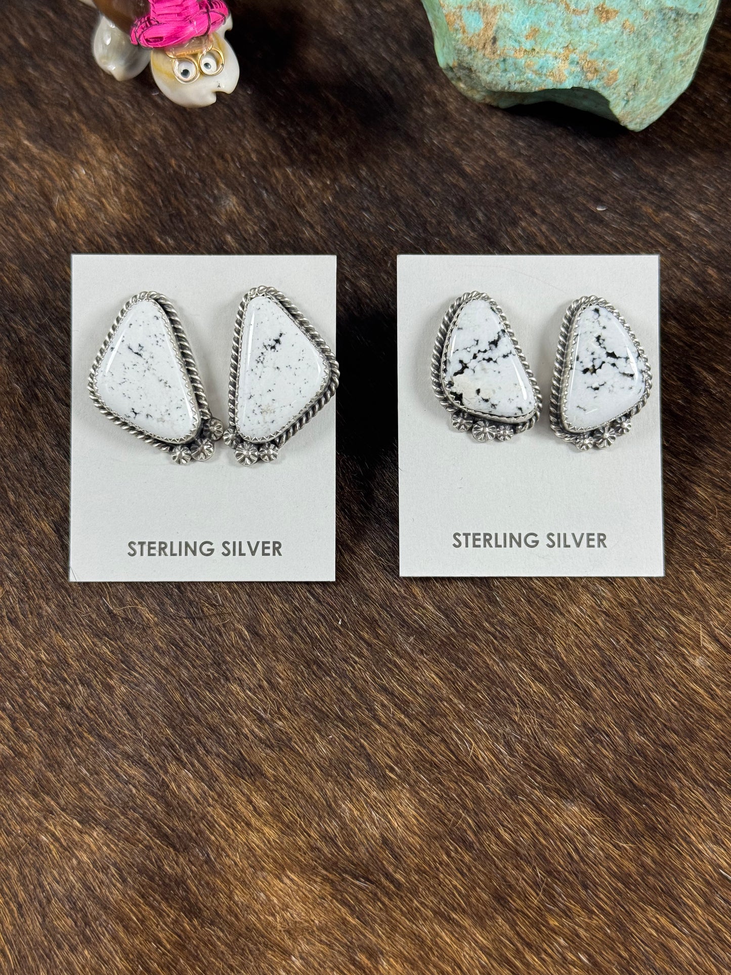 White Buffalo Triangle Studs