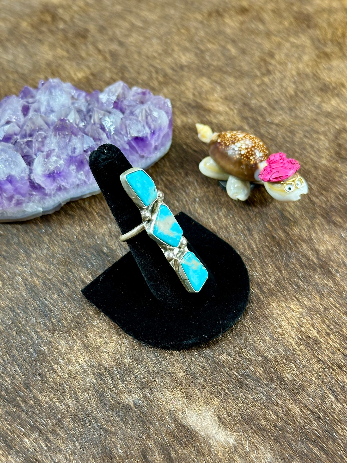 Kingman Turquoise 3 Stone Ring