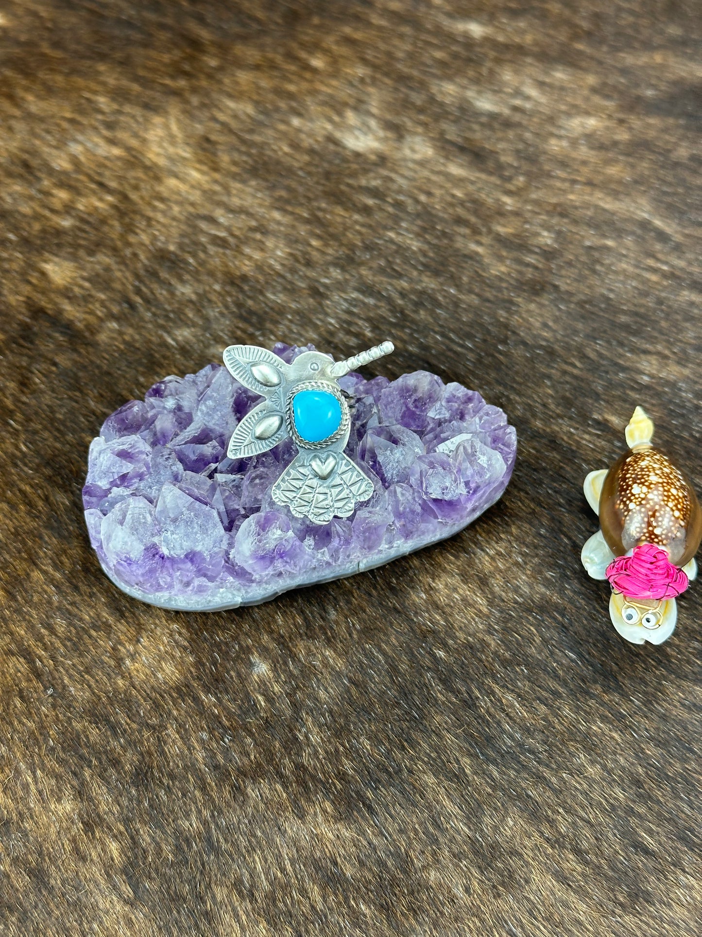Kingman Turquoise Humming Bird Ring