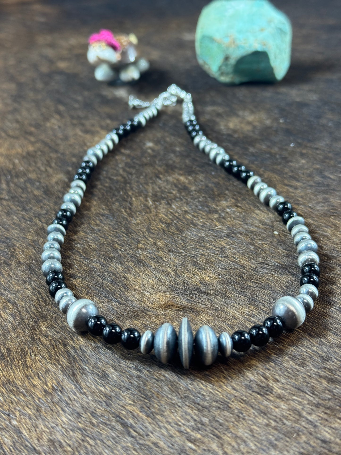 Black Onyx and Sterling Silver Varied Necklace